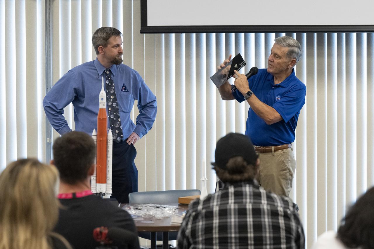 NASA Associate Administrator Bob Cabana delivers remarks during a panel discussion with NASA Social attendees, Saturday, Aug. 27, 2022, at the Space Station Processing Facility at NASA’s Kennedy Space Center in Florida. NASA’s Artemis I flight test is the first integrated flight test of the agency’s deep space exploration systems: the Orion spacecraft, Space Launch System (SLS) rocket, and ground systems. Launch of the uncrewed flight test is targeted for no earlier than Aug. 29 at 8:33 a.m. ET. Photo Credit: (NASA/Keegan Barber)