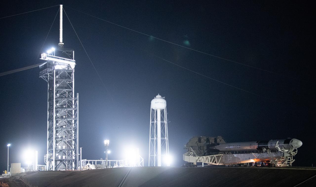 A SpaceX Falcon 9 rocket with the company's Crew Dragon spacecraft onboard is seen as it is rolled out to the launch pad at Launch Complex 39A as preparations continue for the Crew-5 mission, Saturday, Oct. 1, 2022, at NASA’s Kennedy Space Center in Florida. NASA’s SpaceX Crew-5 mission is the fifth crew rotation mission of the SpaceX Crew Dragon spacecraft and Falcon 9 rocket to the International Space Station as part of the agency’s Commercial Crew Program. NASA astronauts Nicole Mann and Josh Cassada, Japan Aerospace Exploration Agency (JAXA) astronaut Koichi Wakata, and Roscosmos cosmonaut Anna Kikina are scheduled to launch at 12:00 p.m. EDT on Oct. 5, from Launch Complex 39A at the Kennedy Space Center. Photo Credit: (NASA/Joel Kowsky)