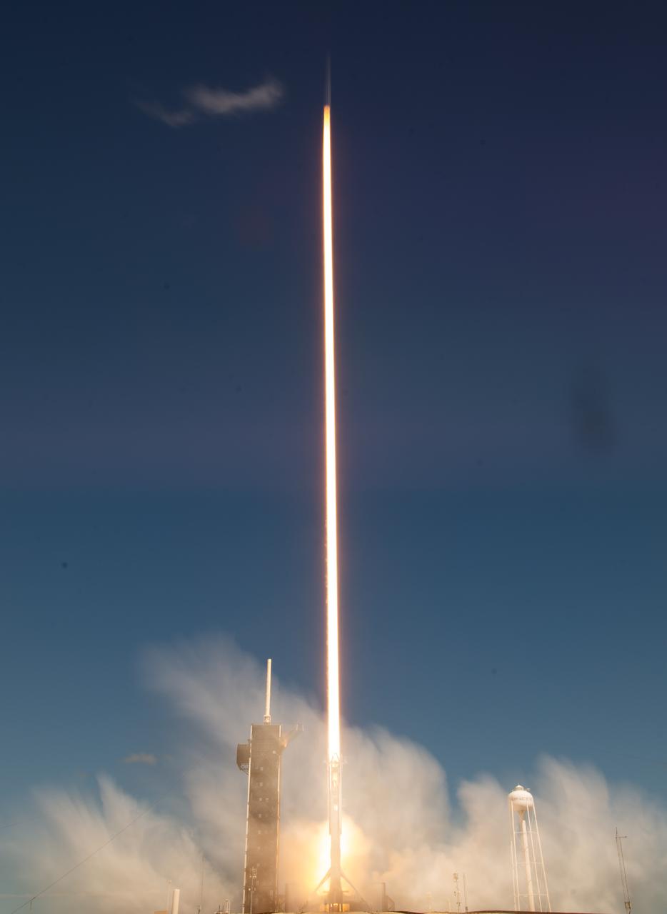 A SpaceX Falcon 9 rocket carrying the company's Crew Dragon spacecraft is launched on NASA’s SpaceX Crew-5 mission to the International Space Station with NASA astronauts Nicole Mann and Josh Cassada, Japan Aerospace Exploration Agency (JAXA) astronaut Koichi Wakata, and Roscosmos cosmonaut Anna Kikina onboard, Wednesday, Oct. 5, 2022, at NASA’s Kennedy Space Center in Florida. NASA’s SpaceX Crew-5 mission is the fifth crew rotation mission of the SpaceX Crew Dragon spacecraft and Falcon 9 rocket to the International Space Station as part of the agency’s Commercial Crew Program. Mann, Cassada, Wakata, and Kikini launched at 12:00 p.m. EDT from Launch Complex 39A at the Kennedy Space Center to begin a six month mission onboard the orbital outpost. Photo Credit: (NASA/Joel Kowsky)