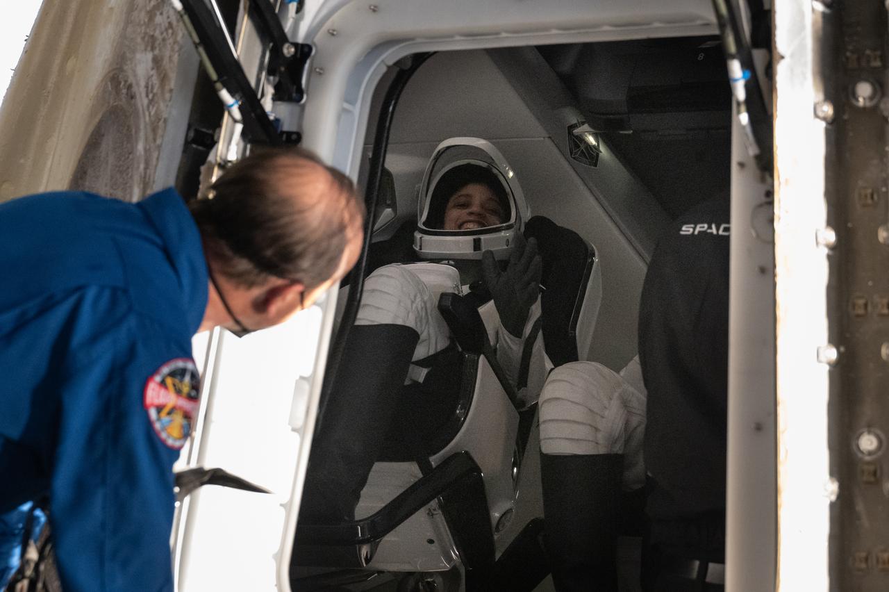 NASA astronaut Jessica Watkins is seen inside the SpaceX Crew Dragon Freedom spacecraft onboard the SpaceX recovery ship Megan after she and NASA astronauts Kjell Lindgren and Robert Hines, along with ESA (European Space Agency) astronaut Samantha Cristoforetti, landed in the Atlantic Ocean off the coast of Jacksonville, Florida, Friday, Oct. 14, 2022. Lindgren, Hines, Watkins, and Cristoforetti are returning after 170 days in space as part of Expeditions 67 and 68 aboard the International Space Station. Photo Credit: (NASA/Bill Ingalls)