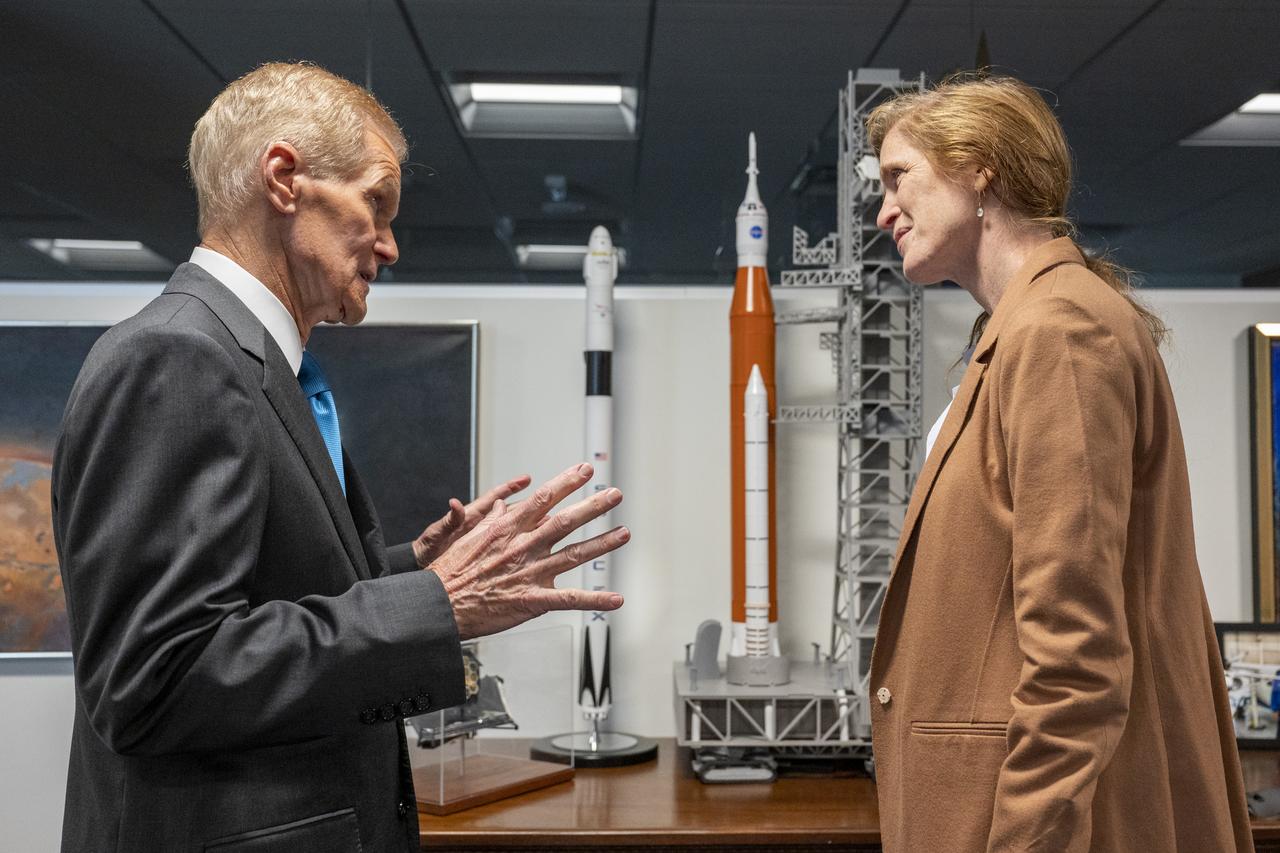 NASA Administrator Bill Nelson meets with USAID Administrator Samantha Power and staff prior to signing a NASA-USAID Memorandum of Understanding (MoU) Friday, Nov. 4, 2022, at the Mary W. Jackson NASA Headquarters building in Washington. The MoU will enhance and expand the Agencies’ longstanding partnership that promotes science and technology solutions to address international development challenges in areas such as global health, climate change, food security, disaster mitigation and response, biodiversity conservation, and environmental management for sustainable development. Photo Credit: (NASA/Keegan Barber)