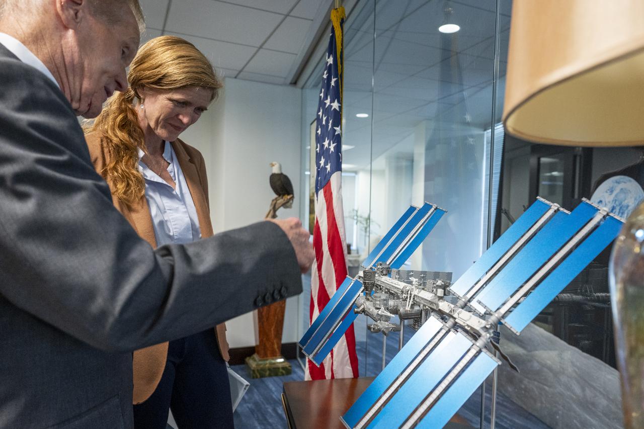 NASA Administrator Bill Nelson meets with USAID Administrator Samantha Power and staff prior to signing a NASA-USAID Memorandum of Understanding (MoU) Friday, Nov. 4, 2022, at the Mary W. Jackson NASA Headquarters building in Washington. The MoU will enhance and expand the Agencies’ longstanding partnership that promotes science and technology solutions to address international development challenges in areas such as global health, climate change, food security, disaster mitigation and response, biodiversity conservation, and environmental management for sustainable development. Photo Credit: (NASA/Keegan Barber)