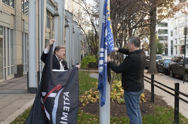 NASA image: Artemis flag raising at NASA Headquarters