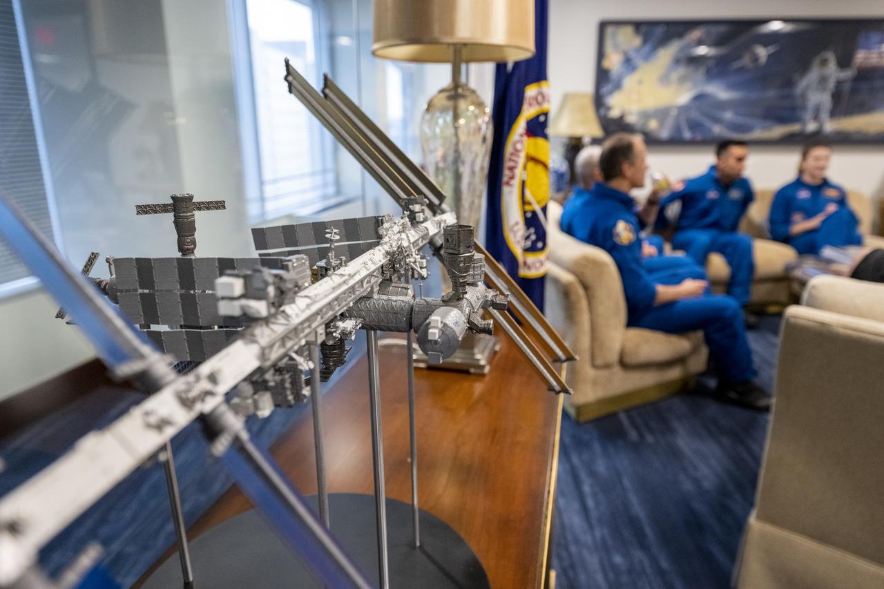 NASA’s SpaceX Crew-3 astronauts Raja Chari, Kayla Barron, Tom Marshburn, and Mark Vande Hei participate in a meet and greet with NASA leadership, Wednesday, Dec. 7, 2022, at the Mary W. Jackson NASA Headquarters Building in Washington. Photo Credit: (NASA/Keegan Barber)