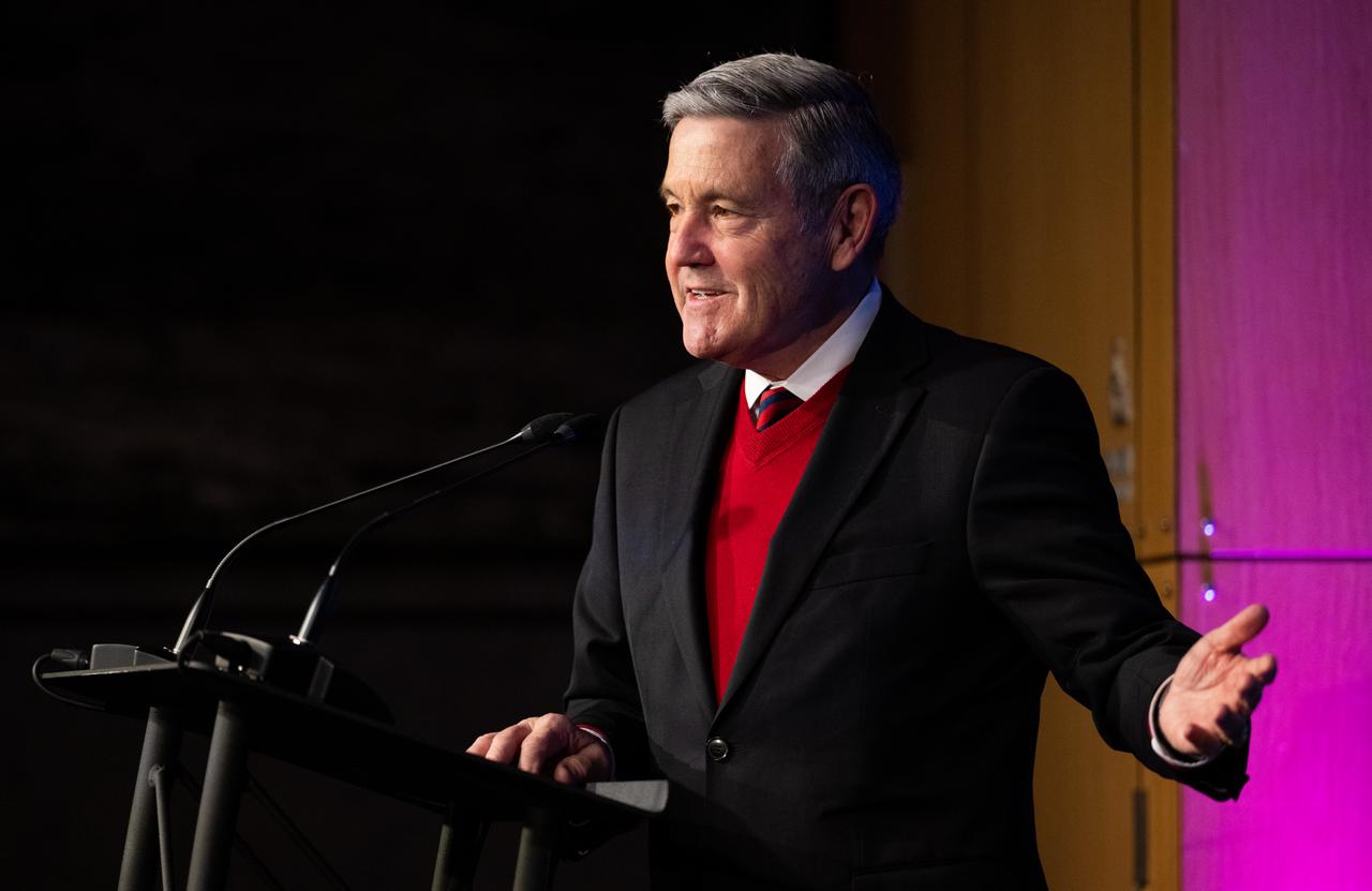 NASA Associate Administrator Bob Cabana delivers remarks during an end-of-the year all hands with senior leadership, Tuesday, Dec. 13, 2022, at the Mary W. Jackson NASA Headquarters building in Washington. Cabana, NASA Administrator Bill Nelson, and NASA Deputy Administrator Pam Melroy highlighted the agency’s 2022 accomplishments and looked forward to what is coming in 2023 and beyond. Photo Credit: (NASA/Joel Kowsky)