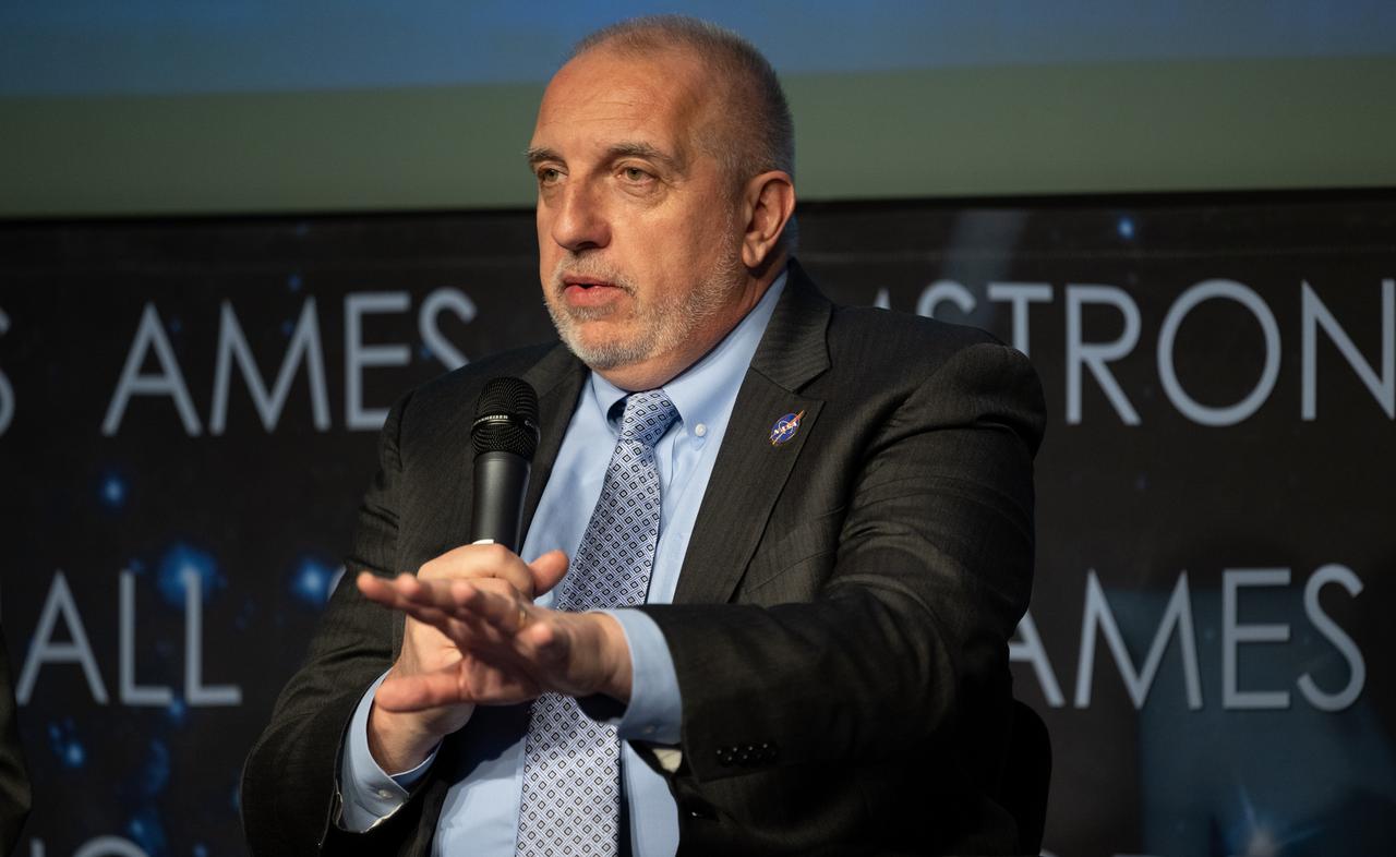 Bob Pearce, associate administrator for NASA's Aeronautics Research Mission Directorate, answers a question from a member of the media during a news conference on NASA’s Sustainable Flight Demonstrator project, Wednesday, Jan. 18, 2023, at the Mary W. Jackson NASA Headquarters building in Washington, DC.  Through a Funded Space Act Agreement, The Boeing company and its industry team will collaborate with NASA to develop and flight-test a full-scale Transonic Truss-Braced Wing demonstrator aircraft. Photo Credit: (NASA/Joel Kowsky)