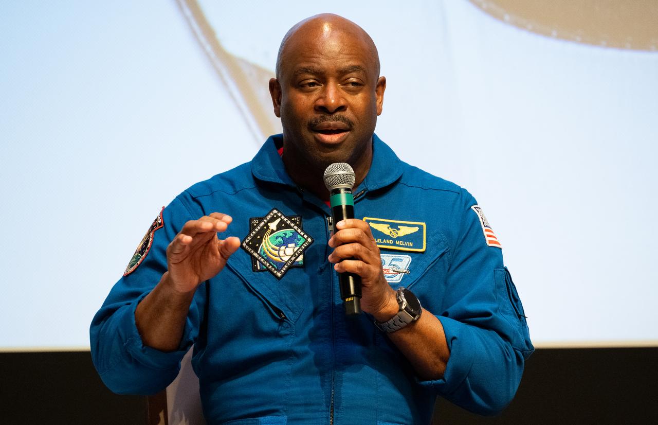 Retired NASA astronaut Leland Melvin answers a question during a panel discussion titled A Space for Us All at an event celebrating Black History Month at the Smithsonian National Museum of African American History and Culture, Friday, Feb. 10, 2023, in Washington. Photo Credit: (NASA/Joel Kowsky)