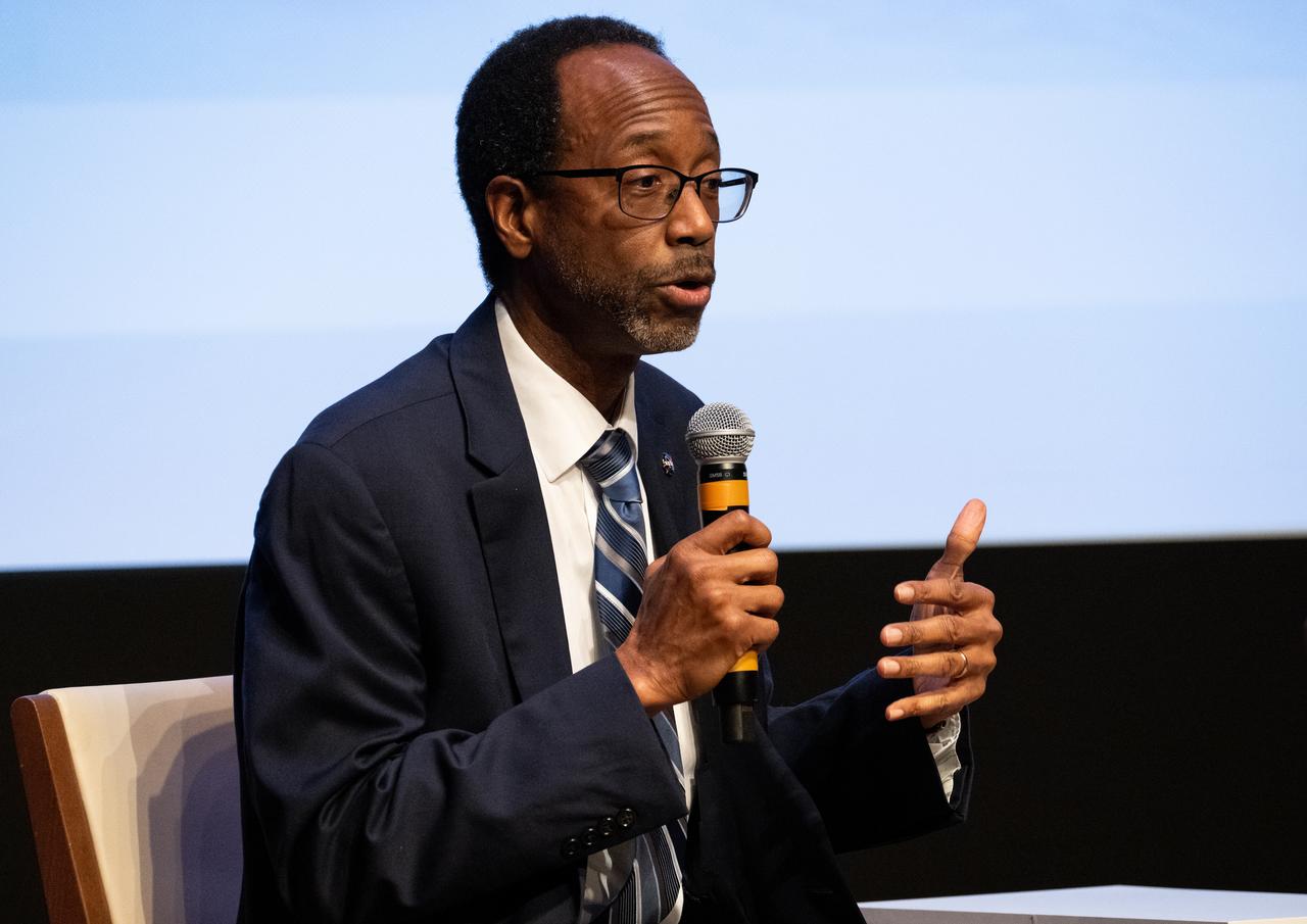 Clayton Turner, director of NASA's Langley Research Center, answers a question during a panel discussion titled A Space for Us All at an event celebrating Black History Month at the Smithsonian National Museum of African American History and Culture, Friday, Feb. 10, 2023, in Washington. Photo Credit: (NASA/Joel Kowsky)
