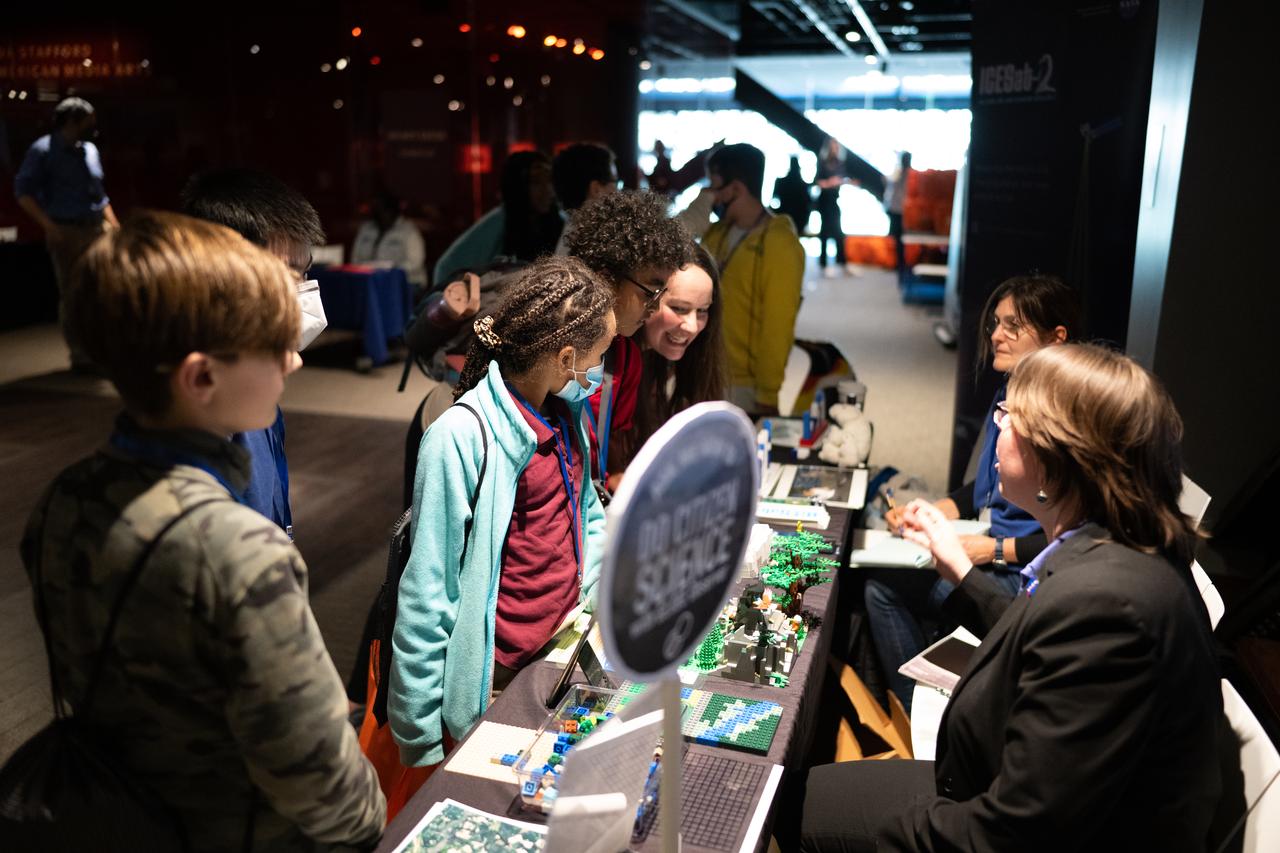 Students from local schools view STEM exhibits during an event celebrating Black History Month at the Smithsonian National Museum of African American History and Culture, Friday, Feb. 10, 2023, in Washington. Photo Credit: (NASA/Joel Kowsky)