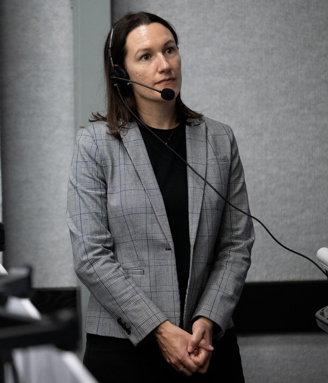Nicole Jordan, manager of the Spacecraft Office for NASA's Commercial Crew Program, monitors the countdown during a dress rehearsal in preparation for the launch of a SpaceX Falcon 9 rocket carrying the company's Dragon spacecraft on NASA’s SpaceX Crew-6 mission with NASA astronauts Stephen Bowen and Warren "Woody" Hoburg, UAE (United Arab Emirates) astronaut Sultan Alneyadi, and Roscosmos cosmonaut Andrey Fedyaev onboard, Thursday, Feb. 23, 2023, in firing room four of the Rocco A. Petrone Launch Control Center at NASA’s Kennedy Space Center in Florida. NASA’s SpaceX Crew-6 mission is the sixth crew rotation mission of the SpaceX Dragon spacecraft and Falcon 9 rocket to the International Space Station as part of the agency’s Commercial Crew Program. Bowen, Hoburg, Alneyadi, and Fedyaev are scheduled to launch at 1:45 a.m. EST on Feb. 27, from Launch Complex 39A at the Kennedy Space Center. Photo Credit: (NASA/Joel Kowsky)