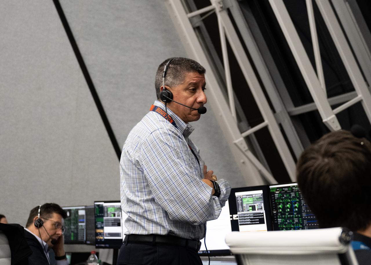 Richard Jones, manager of the Mission Management and Integration Office for NASA's Commercial Crew Program, monitors the countdown during a dress rehearsal in preparation for the launch of a SpaceX Falcon 9 rocket carrying the company's Dragon spacecraft on NASA’s SpaceX Crew-6 mission with NASA astronauts Stephen Bowen and Warren "Woody" Hoburg, UAE (United Arab Emirates) astronaut Sultan Alneyadi, and Roscosmos cosmonaut Andrey Fedyaev onboard, Thursday, Feb. 23, 2023, in firing room four of the Rocco A. Petrone Launch Control Center at NASA’s Kennedy Space Center in Florida. NASA’s SpaceX Crew-6 mission is the sixth crew rotation mission of the SpaceX Dragon spacecraft and Falcon 9 rocket to the International Space Station as part of the agency’s Commercial Crew Program. Bowen, Hoburg, Alneyadi, and Fedyaev are scheduled to launch at 1:45 a.m. EST on Feb. 27, from Launch Complex 39A at the Kennedy Space Center. Photo Credit: (NASA/Joel Kowsky)