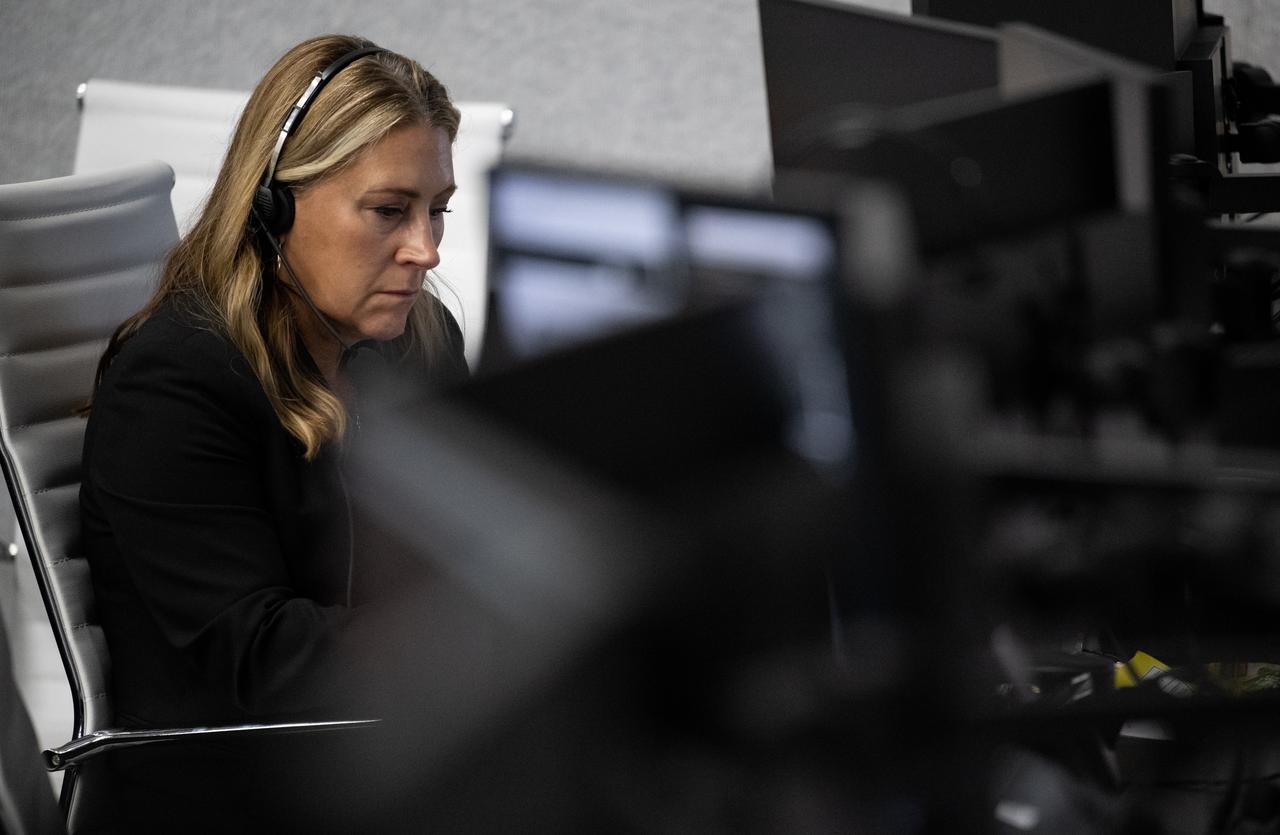 Dana Weigel, deputy ISS program manager, monitors the countdown of the attempted launch of a SpaceX Falcon 9 rocket carrying the company's Dragon spacecraft on NASA’s SpaceX Crew-6 mission with NASA astronauts Stephen Bowen and Warren "Woody" Hoburg, UAE (United Arab Emirates) astronaut Sultan Alneyadi, and Roscosmos cosmonaut Andrey Fedyaev onboard, Monday, Feb. 27, 2023, in firing room four of the Launch Control Center at NASA’s Kennedy Space Center in Florida. NASA’s SpaceX Crew-6 mission is the  sixth crew rotation mission of the SpaceX Dragon spacecraft and Falcon 9 rocket to the International Space Station as part of the agency’s Commercial Crew Program. Today’s launch attempt was scrubbed due to an issue with ground systems. The next launch attempt is targeted for 12:34am ET on Thursday, March 2. Photo Credit: (NASA/Joel Kowsky)