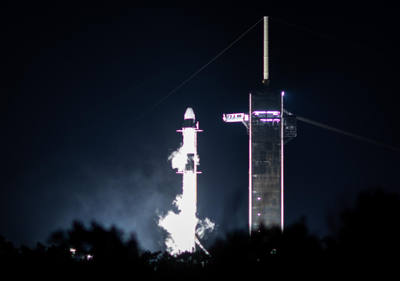 A SpaceX Falcon 9 rocket with the company's Dragon spacecraft on top is seen on the launch pad at Launch Complex 39A during a launch attempt of the Crew-6 mission, Monday, Feb. 27, 2023, at NASA’s Kennedy Space Center in Florida. NASA’s SpaceX Crew-6 mission is the sixth crew rotation mission of the SpaceX Crew Dragon spacecraft and Falcon 9 rocket to the International Space Station as part of the agency’s Commercial Crew Program. NASA astronauts Stephen Bowen and Warren "Woody" Hoburg, UAE (United Arab Emirates) astronaut Sultan Alneyadi, and Roscosmos cosmonaut Andrey Fedyaev are now scheduled to launch at 12:34 a.m. EST on March 2, from Launch Complex 39A at the Kennedy Space Center. Photo Credit: (NASA/Joel Kowsky)