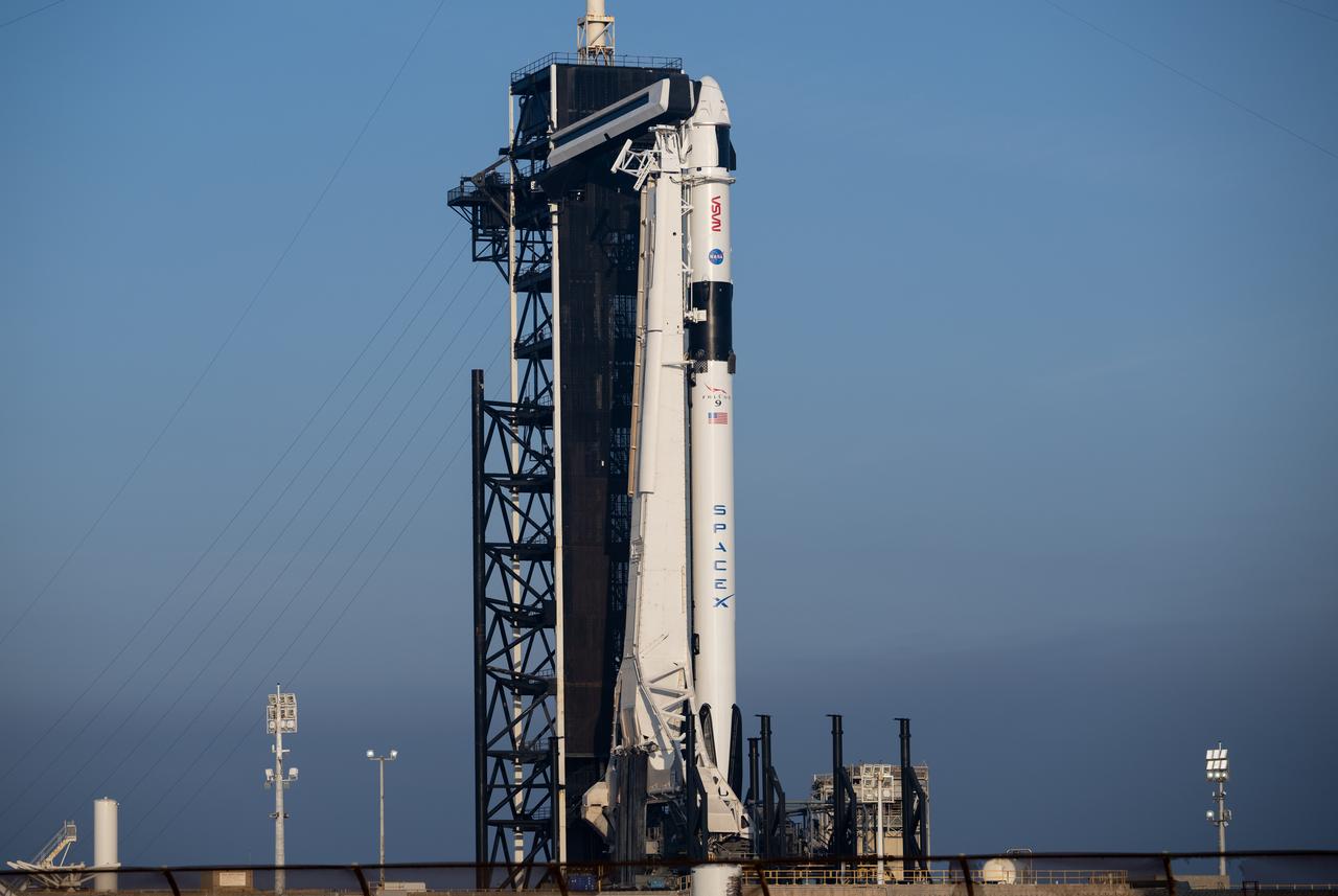 A SpaceX Falcon 9 rocket with the company's Dragon spacecraft on top is seen on the launch pad at Launch Complex 39A as preparations continue for the Crew-6 mission, Wednesday, March 1, 2023, at NASA’s Kennedy Space Center in Florida. NASA’s SpaceX Crew-6 mission is the sixth crew rotation mission of the SpaceX Crew Dragon spacecraft and Falcon 9 rocket to the International Space Station as part of the agency’s Commercial Crew Program. NASA astronauts Stephen Bowen and Warren "Woody" Hoburg, UAE (United Arab Emirates) astronaut Sultan Alneyadi, and Roscosmos cosmonaut Andrey Fedyaev are scheduled to launch at 12:34 a.m. EST on March 2, from Launch Complex 39A at the Kennedy Space Center. Photo Credit: (NASA/Joel Kowsky)