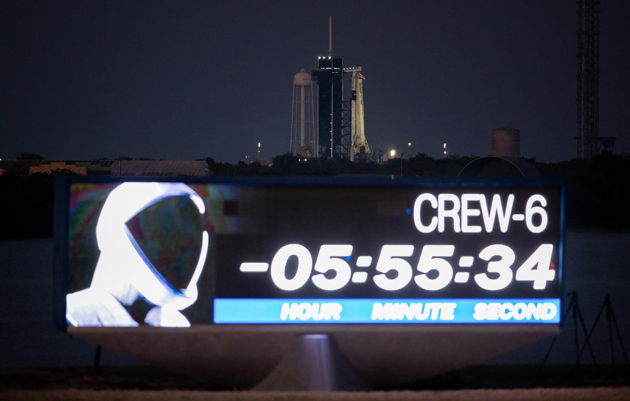 A SpaceX Falcon 9 rocket with the company's Dragon spacecraft on top is seen on the launch pad at Launch Complex 39A as preparations continue for the Crew-6 mission, Wednesday, March 1, 2023, at NASA’s Kennedy Space Center in Florida. NASA’s SpaceX Crew-6 mission is the sixth crew rotation mission of the SpaceX Crew Dragon spacecraft and Falcon 9 rocket to the International Space Station as part of the agency’s Commercial Crew Program. NASA astronauts Stephen Bowen and Warren "Woody" Hoburg, UAE (United Arab Emirates) astronaut Sultan Alneyadi, and Roscosmos cosmonaut Andrey Fedyaev are scheduled to launch at 12:34 a.m. EST on March 2, from Launch Complex 39A at the Kennedy Space Center. Photo Credit: (NASA/Joel Kowsky)