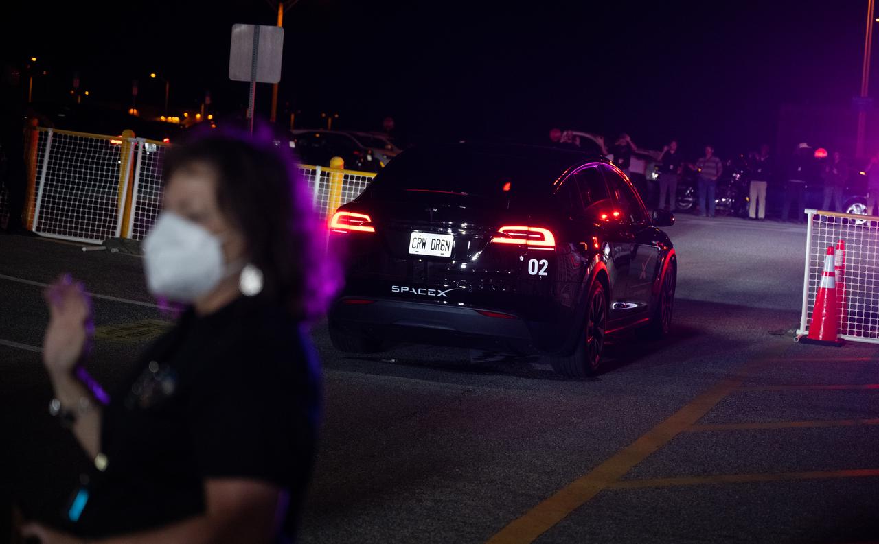 The vehicles carrying Roscosmos cosmonaut Andrey Fedyaev, NASA astronaut Warren “Woody" Hoburg, NASA astronaut Stephen Bowen, and UAE (United Arab Emirates) astronaut Sultan Alneyadi, are seen as they depart the Neil A. Armstrong Operations and Checkout Building for Launch Complex 39A to board the SpaceX Dragon spacecraft for the Crew-6 mission launch, Wednesday, March 1, 2023, at NASA’s Kennedy Space Center in Florida. NASA’s SpaceX Crew-6 mission is the sixth crew rotation mission of the SpaceX Crew Dragon spacecraft and Falcon 9 rocket to the International Space Station as part of the agency’s Commercial Crew Program. Bowen, Hoburg, Alneyadi, and Fedyaev are scheduled to launch at 12:34 a.m. EST on March 2, from Launch Complex 39A at the Kennedy Space Center. Photo Credit: (NASA/Joel Kowsky)