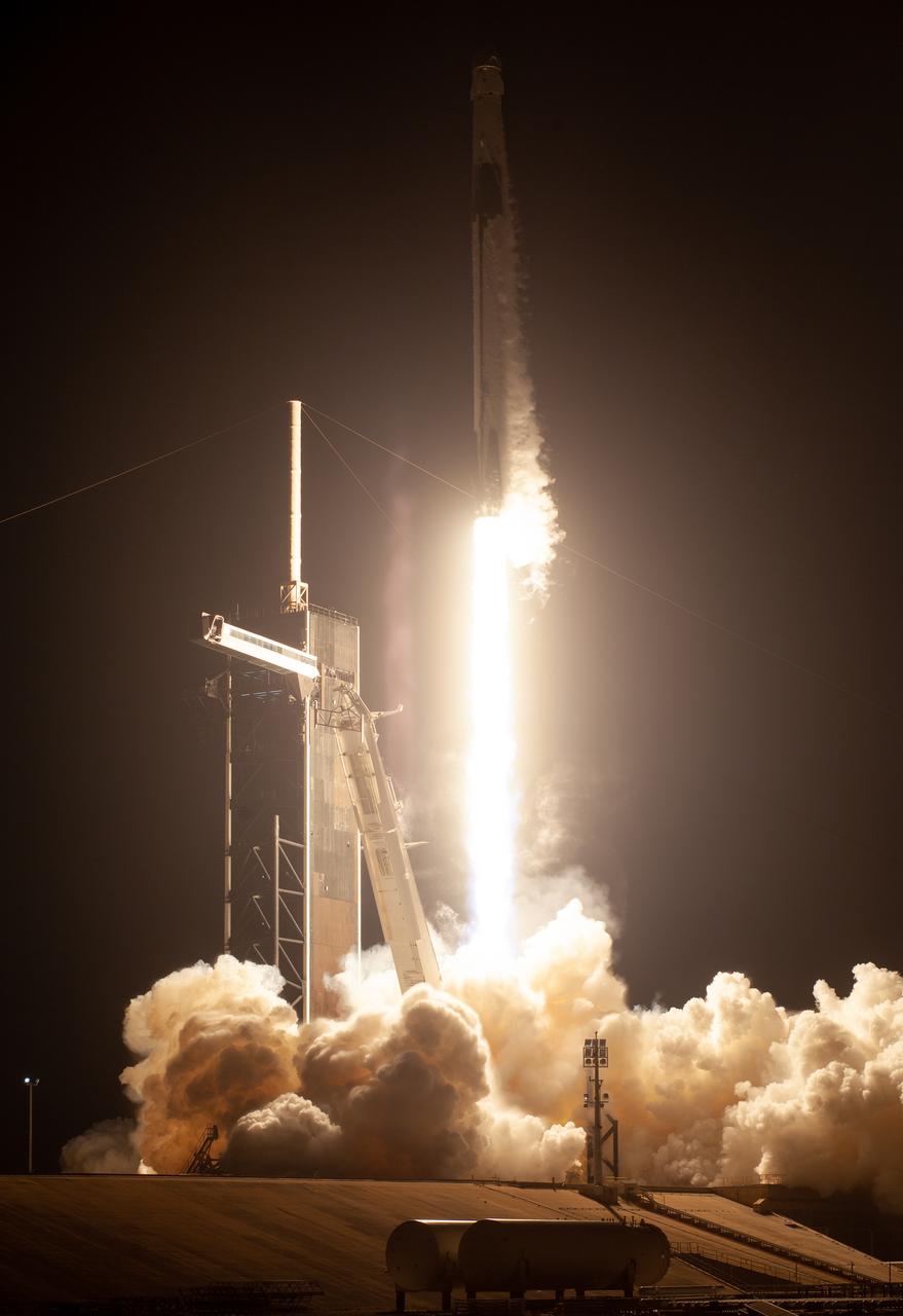 A SpaceX Falcon 9 rocket carrying the company's Dragon spacecraft is launched on NASA’s SpaceX Crew-6 mission to the International Space Station with NASA astronauts Stephen Bowen and Warren "Woody" Hoburg, UAE (United Arab Emirates) astronaut Sultan Alneyadi, and Roscosmos cosmonaut Andrey Fedyaev onboard, Thursday, March 2, 2023, at NASA’s Kennedy Space Center in Florida. NASA’s SpaceX Crew-6 mission is the sixth crew rotation mission of the SpaceX Dragon spacecraft and Falcon 9 rocket to the International Space Station as part of the agency’s Commercial Crew Program. Bowen, Hoburg, Alneyadi, and Fedyaev launched at 12:34 a.m. EST from Launch Complex 39A at the Kennedy Space Center to begin a six month mission aboard the orbital outpost. Photo Credit: (NASA/Joel Kowsky)