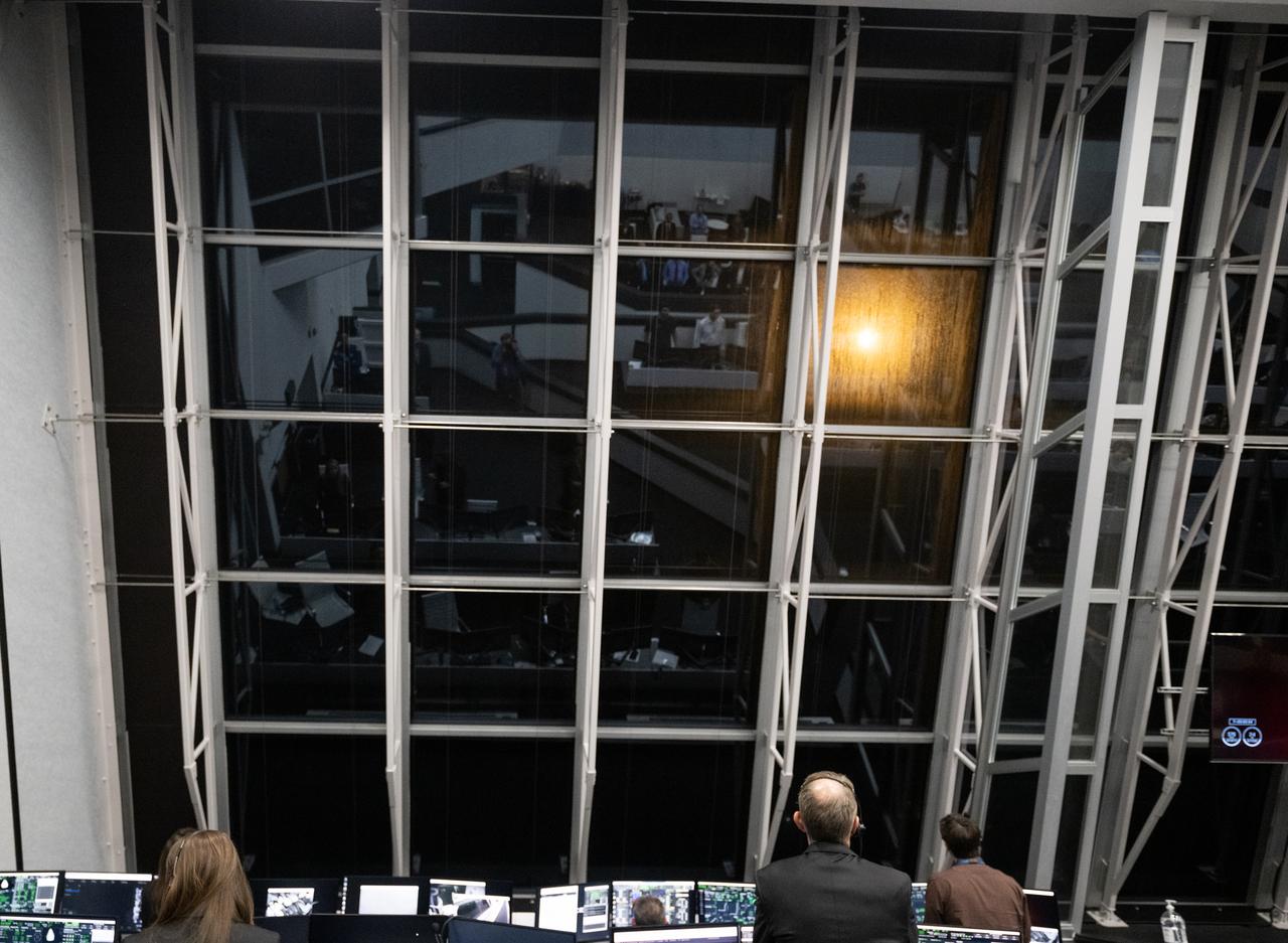 A SpaceX Falcon 9 rocket carrying the company's Dragon spacecraft is seen from inside firing room four of the Rocco A. Petrone Launch Control Center as it launches on NASA’s SpaceX Crew-6 mission to the International Space Station with NASA astronauts Stephen Bowen and Warren "Woody" Hoburg, UAE (United Arab Emirates) astronaut Sultan Alneyadi, and Roscosmos cosmonaut Andrey Fedyaev onboard, Thursday, March 2, 2023, at NASA’s Kennedy Space Center in Florida. NASA’s SpaceX Crew-6 mission is the sixth crew rotation mission of the SpaceX Dragon spacecraft and Falcon 9 rocket to the International Space Station as part of the agency’s Commercial Crew Program. Bowen, Hoburg, Alneyadi, and Fedyaev launched at 12:34 a.m. EST, from Launch Complex 39A at the Kennedy Space Center. Photo Credit: (NASA/Joel Kowsky)