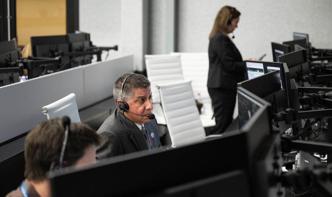 Richard Jones, manager of the Mission Management and Integration Office for NASA's Commercial Crew Program, monitors the launch of a SpaceX Falcon 9 rocket carrying the company's Dragon spacecraft on the Crew-6 mission with NASA astronauts Stephen Bowen and Warren "Woody" Hoburg, UAE (United Arab Emirates) astronaut Sultan Alneyadi, and Roscosmos cosmonaut Andrey Fedyaev onboard, Thursday, March 2, 2023, in firing room four of the Rocco A. Petrone Launch Control Center at NASA’s Kennedy Space Center in Florida. NASA’s SpaceX Crew-6 mission is the sixth crew rotation mission of the SpaceX Dragon spacecraft and Falcon 9 rocket to the International Space Station as part of the agency’s Commercial Crew Program. Bowen, Hoburg, Alneyadi, and Fedyaev launched at 12:34 a.m. EST, from Launch Complex 39A at the Kennedy Space Center. Photo Credit: (NASA/Joel Kowsky)