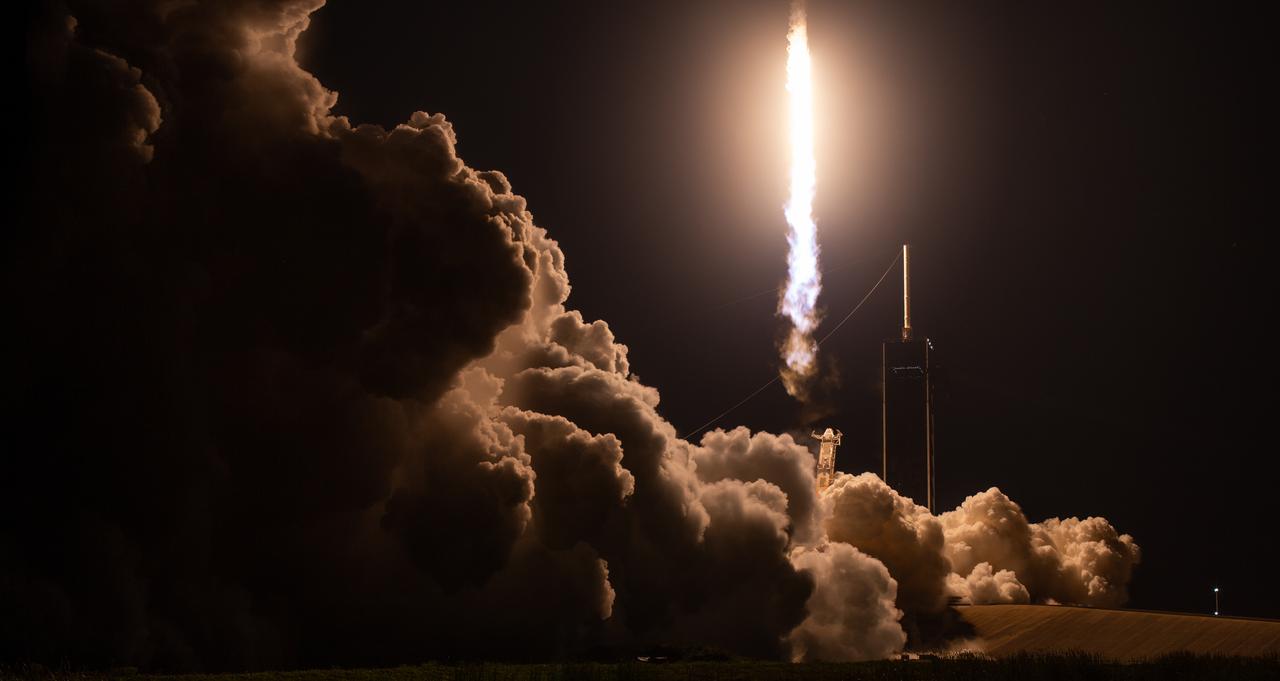 A SpaceX Falcon 9 rocket carrying the company's Dragon spacecraft is launched on NASA’s SpaceX Crew-6 mission to the International Space Station with NASA astronauts Stephen Bowen and Warren "Woody" Hoburg, UAE (United Arab Emirates) astronaut Sultan Alneyadi, and Roscosmos cosmonaut Andrey Fedyaev onboard, Thursday, March 2, 2023, at NASA’s Kennedy Space Center in Florida. NASA’s SpaceX Crew-6 mission is the sixth crew rotation mission of the SpaceX Dragon spacecraft and Falcon 9 rocket to the International Space Station as part of the agency’s Commercial Crew Program. Bowen, Hoburg, Alneyadi, and Fedyaev launched at 12:34 a.m. EST from Launch Complex 39A at the Kennedy Space Center to begin a six month mission aboard the orbital outpost. Photo Credit: (NASA/Joel Kowsky)