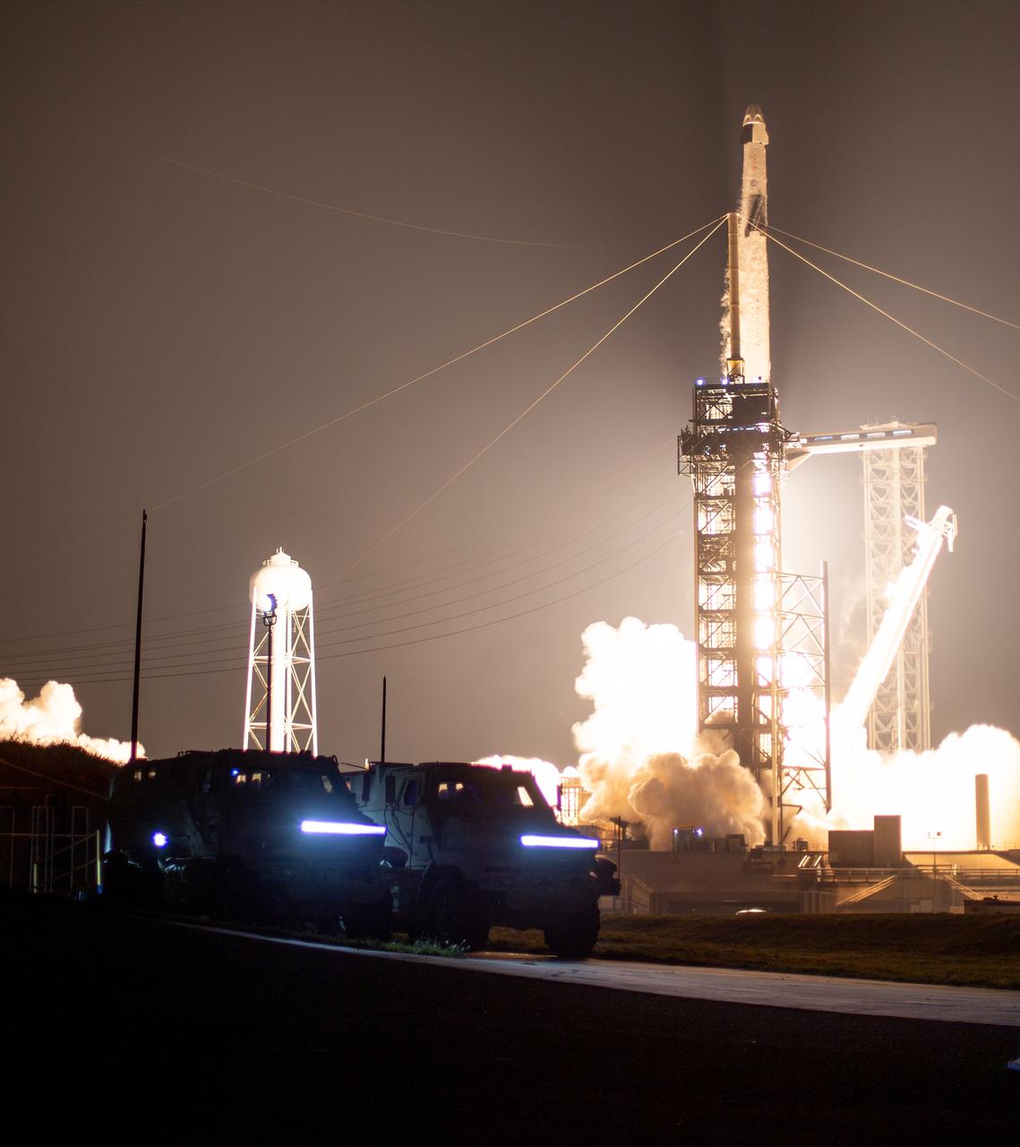 A SpaceX Falcon 9 rocket carrying the company's Dragon spacecraft is launched on NASA’s SpaceX Crew-6 mission to the International Space Station with NASA astronauts Stephen Bowen and Warren "Woody" Hoburg, UAE (United Arab Emirates) astronaut Sultan Alneyadi, and Roscosmos cosmonaut Andrey Fedyaev onboard, Thursday, March 2, 2023, at NASA’s Kennedy Space Center in Florida. NASA’s SpaceX Crew-6 mission is the sixth crew rotation mission of the SpaceX Dragon spacecraft and Falcon 9 rocket to the International Space Station as part of the agency’s Commercial Crew Program. Bowen, Hoburg, Alneyadi, and Fedyaev launched at 12:34 a.m. EST from Launch Complex 39A at the Kennedy Space Center to begin a six month mission aboard the orbital outpost. Photo Credit: (NASA/Joel Kowsky)