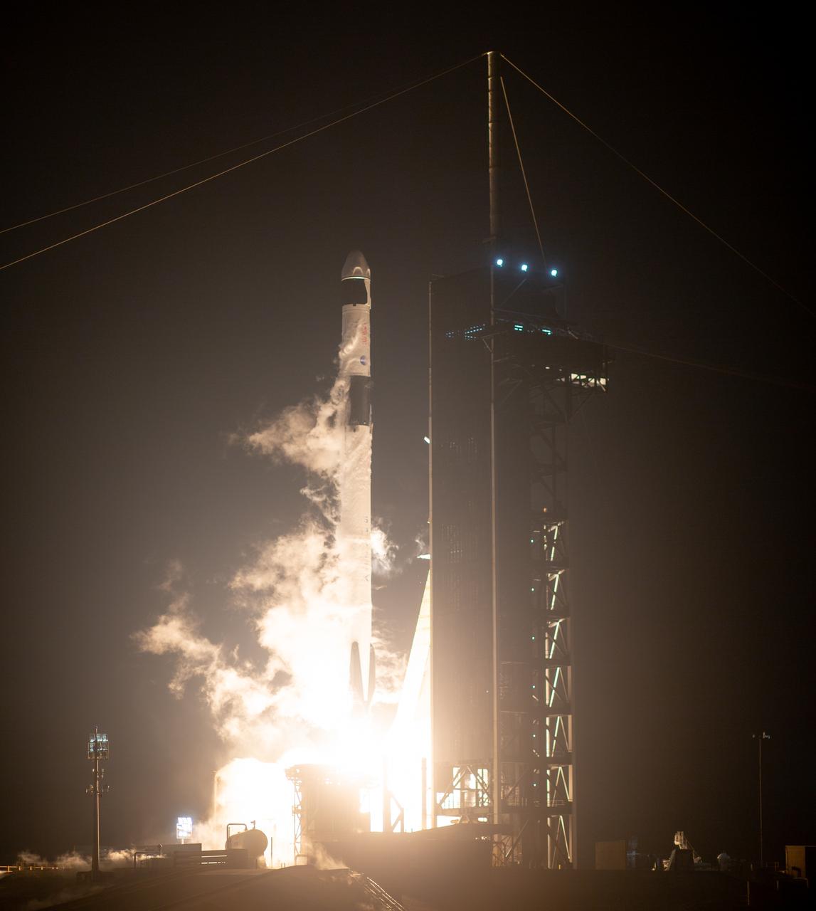 A SpaceX Falcon 9 rocket carrying the company's Dragon spacecraft is launched on NASA’s SpaceX Crew-6 mission to the International Space Station with NASA astronauts Stephen Bowen and Warren "Woody" Hoburg, UAE (United Arab Emirates) astronaut Sultan Alneyadi, and Roscosmos cosmonaut Andrey Fedyaev onboard, Thursday, March 2, 2023, at NASA’s Kennedy Space Center in Florida. NASA’s SpaceX Crew-6 mission is the sixth crew rotation mission of the SpaceX Dragon spacecraft and Falcon 9 rocket to the International Space Station as part of the agency’s Commercial Crew Program. Bowen, Hoburg, Alneyadi, and Fedyaev launched at 12:34 a.m. EST from Launch Complex 39A at the Kennedy Space Center to begin a six month mission aboard the orbital outpost. Photo Credit: (NASA/Joel Kowsky)