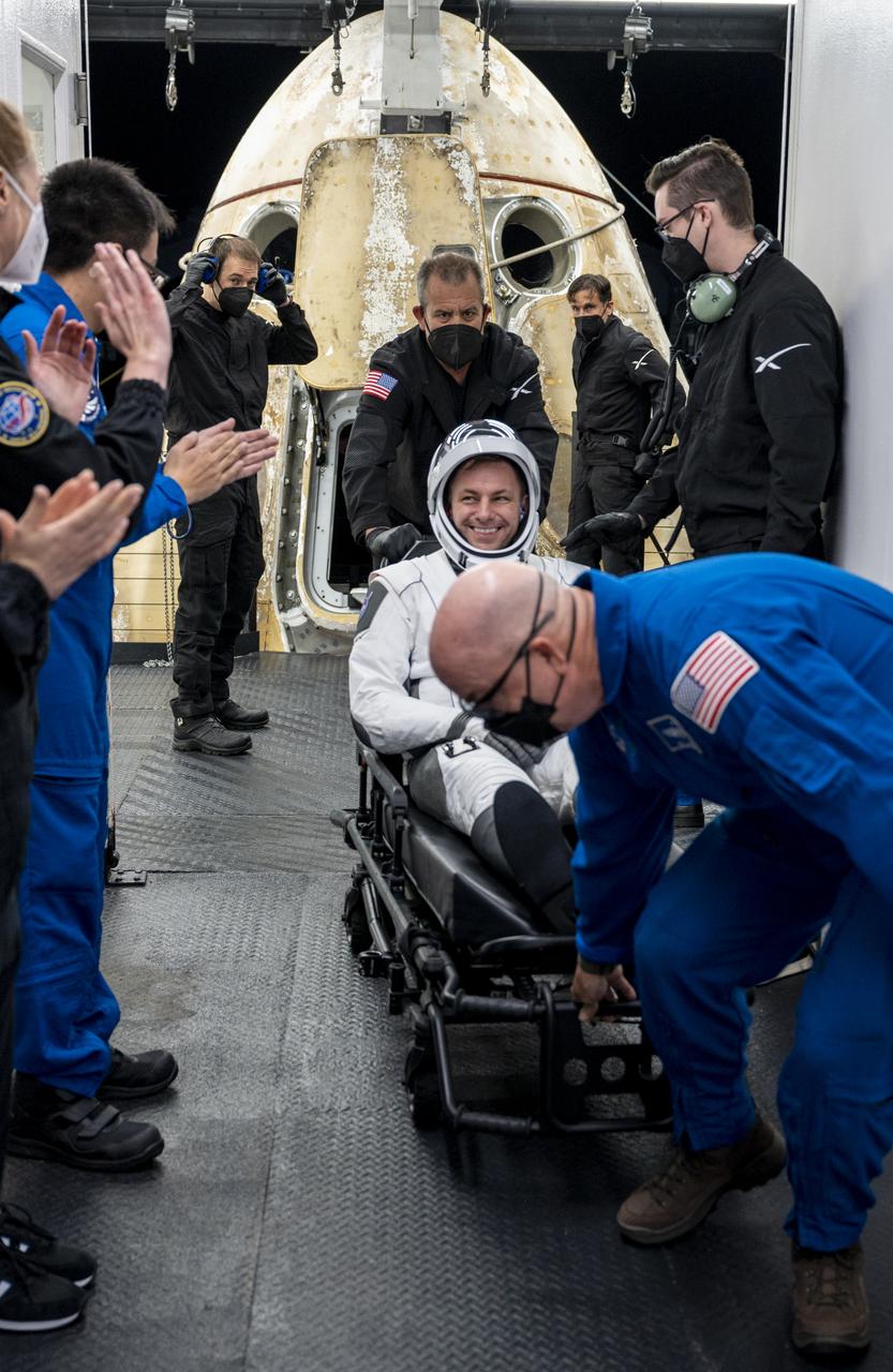 NASA Astronaut Josh Cassada is seen after being helped out of the SpaceX Dragon Endurance spacecraft onboard the SpaceX recovery ship Shannon shortly after he, along with NASA astronaut Nicole Mann, Roscosmos cosmonaut Anna Kikina, and Japan Aerospace Exploration Agency (JAXA) astronaut Koichi Wakata, landed in the Gulf of Mexico off the coast of Tampa, Florida, Saturday, March 11, 2023. Mann, Cassada, Wakata, and Kikina are returning after 157 days in space as part of Expedition 68 aboard the International Space Station. Photo Credit: (NASA/Keegan Barber).