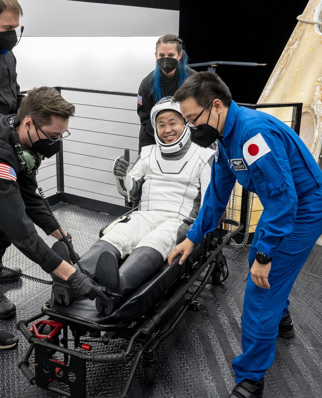 Japan Aerospace Exploration Agency (JAXA) astronaut Koichi Wakata gives a thumbs up after being helped out of the SpaceX Dragon Endurance spacecraft onboard the SpaceX recovery ship Shannon shortly after he, along with NASA astronauts Nicole Mann, Josh Cassada, and Roscosmos cosmonaut Anna Kikina, landed in the Gulf of Mexico off the coast of Tampa, Florida, Saturday, March 11, 2023. Mann, Cassada, Wakata, and Kikina are returning after 157 days in space as part of Expedition 68 aboard the International Space Station. Photo Credit: (NASA/Keegan Barber).