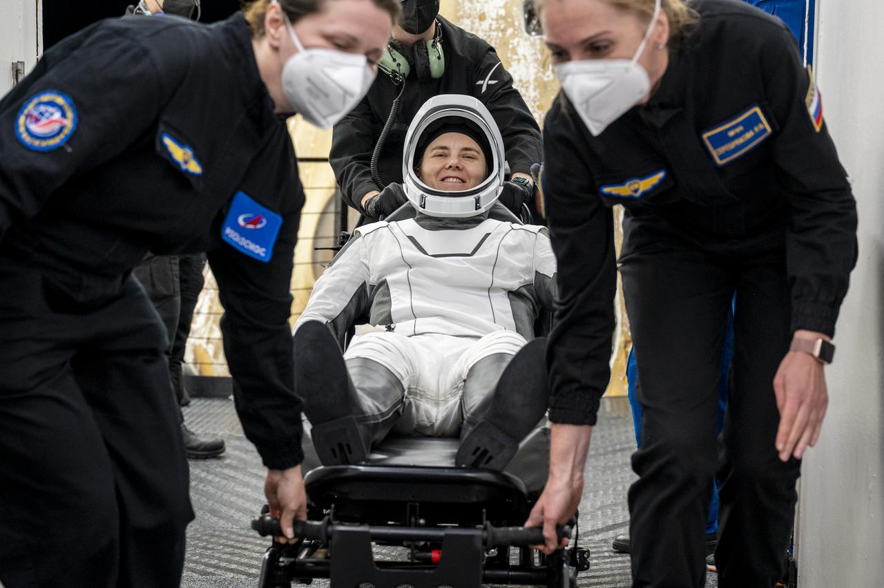 Roscosmos cosmonaut Anna Kikina is seen after being helped out of the SpaceX Dragon Endurance spacecraft onboard the SpaceX recovery ship Shannon shortly after she, along with NASA astronauts Josh Cassada, Nicole Mann, and Japan Aerospace Exploration Agency (JAXA) astronaut Koichi Wakata, landed in the Gulf of Mexico off the coast of Tampa, Florida, Saturday, March 11, 2023. Mann, Cassada, Wakata, and Kikina are returning after 157 days in space as part of Expedition 68 aboard the International Space Station. Photo Credit: (NASA/Keegan Barber).