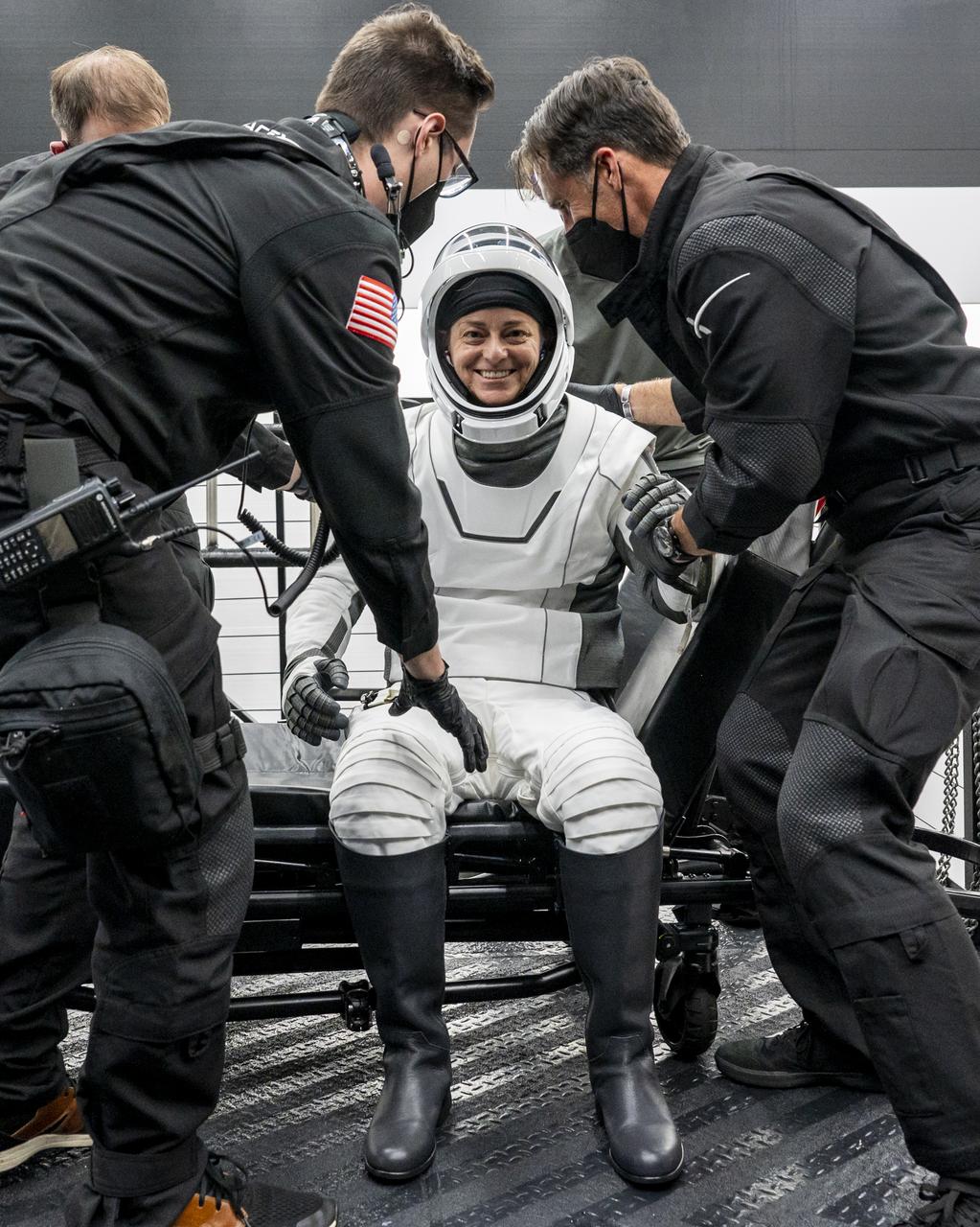 NASA Astronaut Nicole Mann is seen after being helped out of the SpaceX Dragon Endurance spacecraft onboard the SpaceX recovery ship Shannon shortly after she, along with NASA astronaut Josh Cassada, Roscosmos cosmonaut Anna Kikina, and Japan Aerospace Exploration Agency (JAXA) astronaut Koichi Wakata, landed in the Gulf of Mexico off the coast of Tampa, Florida, Saturday, March 11, 2023. Mann, Cassada, Wakata, and Kikina are returning after 157 days in space as part of Expedition 68 aboard the International Space Station. Photo Credit: (NASA/Keegan Barber).