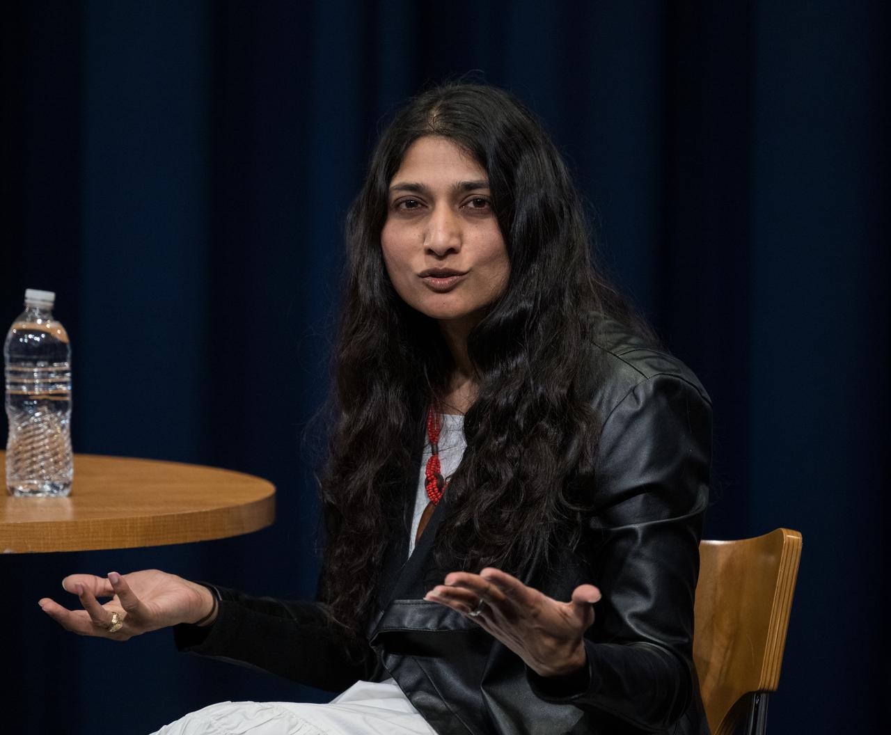NASA Associate Chief Scientist for Exploration and Applied Research, Dr. Mamta Patel Nagaraja, speaks during a panel discussion with NASA IT Cybersecurity Specialist, Sarah Adewumi, NASA Goddard’s Deputy Director for Technology and Research Investments, Dr. Christyl Johnson, NASA Deputy Associate Administrator for STEM, Kris Brown, and NASA Headquarters Deputy Director for the Astrophysics Division, Sandra Cauffman, as part of a Women’s History Month program, “Celebrating Women Who Tell Our Stories,” Wednesday, March 22, 2023 at NASA’s Goddard Space Flight Center in Greenbelt, Maryland. Photo Credit: (NASA/Aubrey Gemignani)