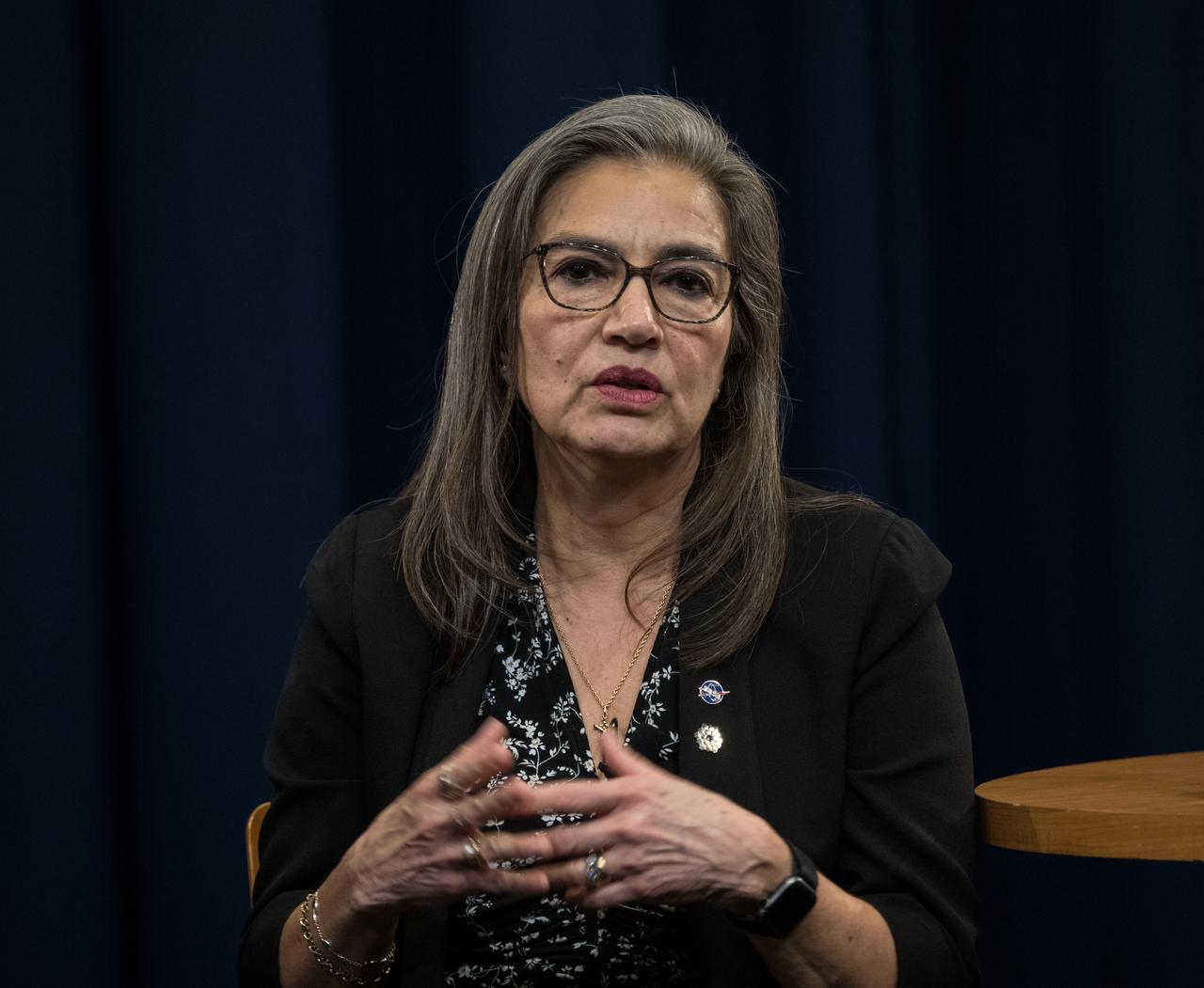 NASA Headquarters Deputy Director for the Astrophysics Division, Sandra Cauffman, speaks during a panel discussion with NASA IT Cybersecurity Specialist, Sarah Adewumi, NASA Goddard’s Deputy Director for Technology and Research Investments, Dr. Christyl Johnson, NASA Deputy Associate Administrator for STEM, Kris Brown, and NASA Associate Chief Scientist for Exploration and Applied Research, Dr. Mamta Patel Nagaraja, as part of a Women’s History Month program, “Celebrating Women Who Tell Our Stories,” Wednesday, March 22, 2023 at NASA’s Goddard Space Flight Center in Greenbelt, Maryland. Photo Credit: (NASA/Aubrey Gemignani)