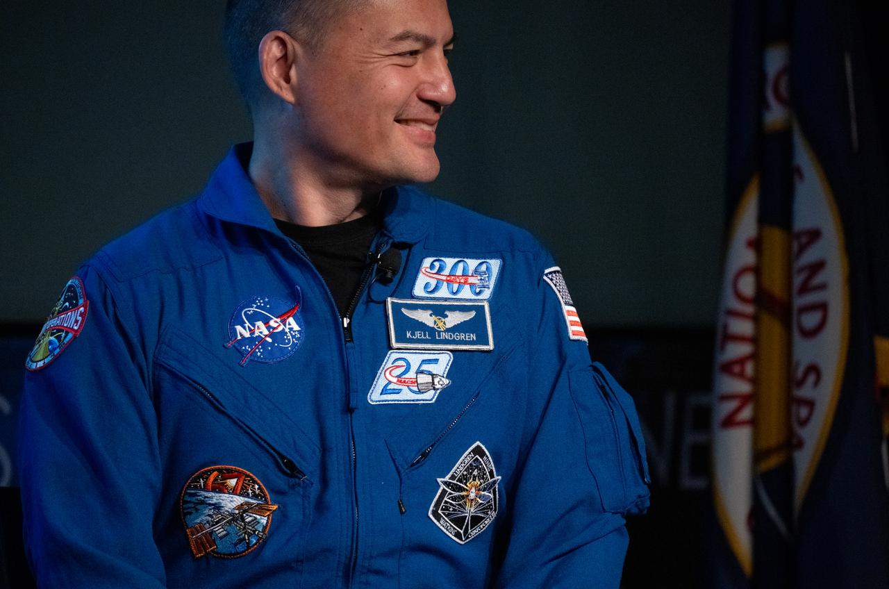 NASA astronaut Kjell Lindgren is seen at an employee engagement event, Tuesday, March 28, 2023, at the Mary W. Jackson NASA Headquarters building in Washington. Lindgren, NASA astronauts Robert Hines and Jessica Watkins spent 170 days in space as part of Expeditions 67 and 68 aboard the International Space Station.  Photo Credit: (NASA/Joel Kowsky)