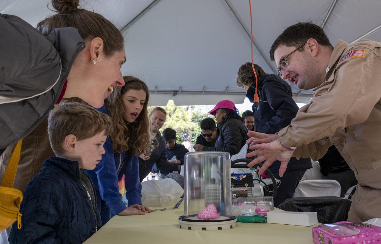 Guests participate in STEM activities during the White House Easter Egg Roll, Monday, April 10, 2023, on the South Lawn of the White House in Washington. Photo Credit: (NASA/Keegan Barber)