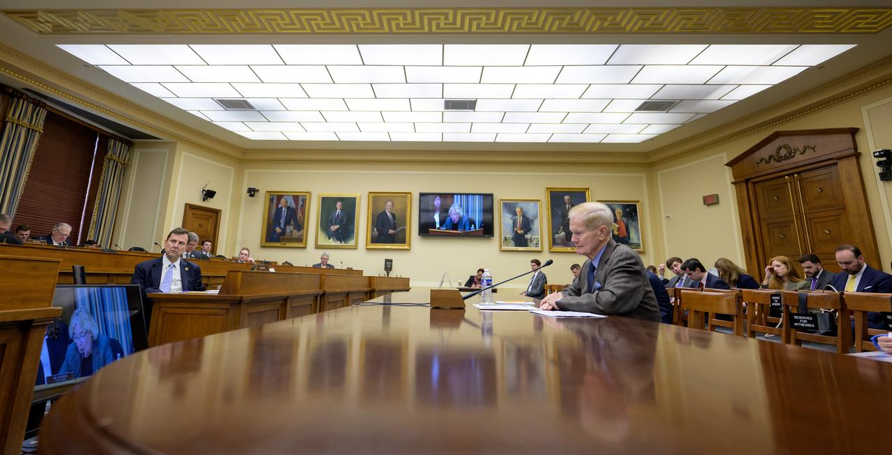 NASA Administrator Bill Nelson testifies during the House Science, Space and Technology Committee hearing on “An Overview of the Fiscal Year 2024 Proposed Budget Request for NASA,” Thursday, April 27, 2023 at the Rayburn House Office Building in Washington. Photo Credit: (NASA/Bill Ingalls)