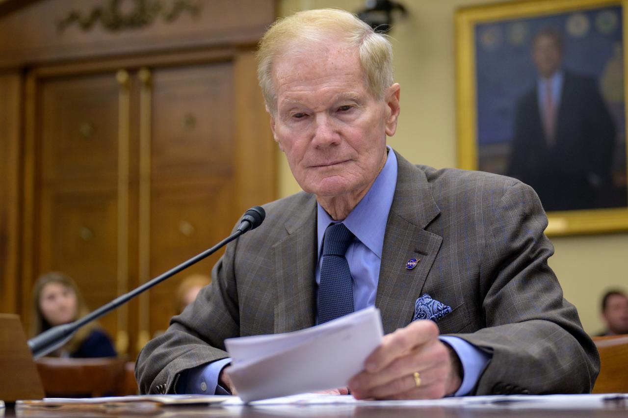 NASA Administrator Bill Nelson testifies during the House Science, Space and Technology Committee hearing on “An Overview of the Fiscal Year 2024 Proposed Budget Request for NASA,” Thursday, April 27, 2023 at the Rayburn House Office Building in Washington. Photo Credit: (NASA/Bill Ingalls)