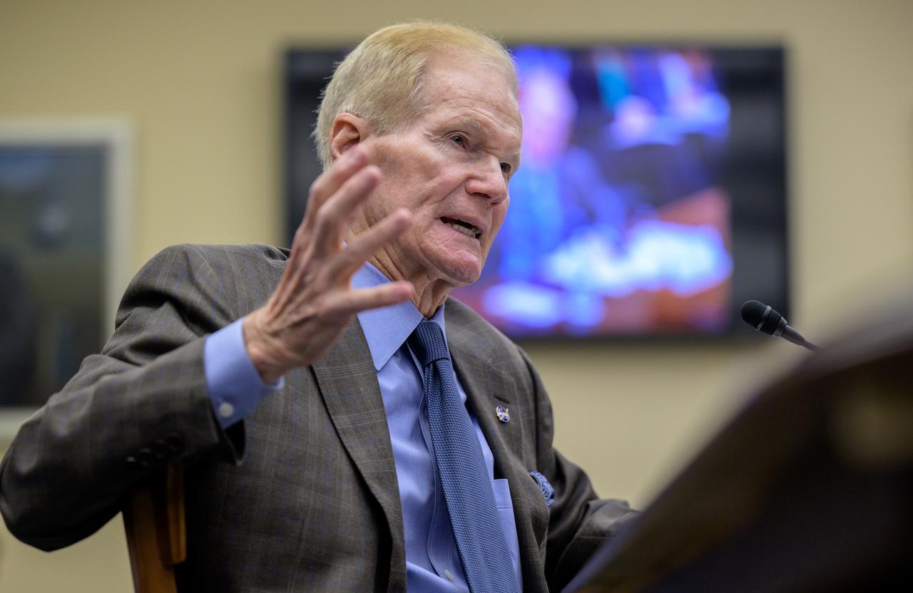 NASA Administrator Bill Nelson testifies during the House Science, Space and Technology Committee hearing on “An Overview of the Fiscal Year 2024 Proposed Budget Request for NASA,” Thursday, April 27, 2023 at the Rayburn House Office Building in Washington. Photo Credit: (NASA/Bill Ingalls)