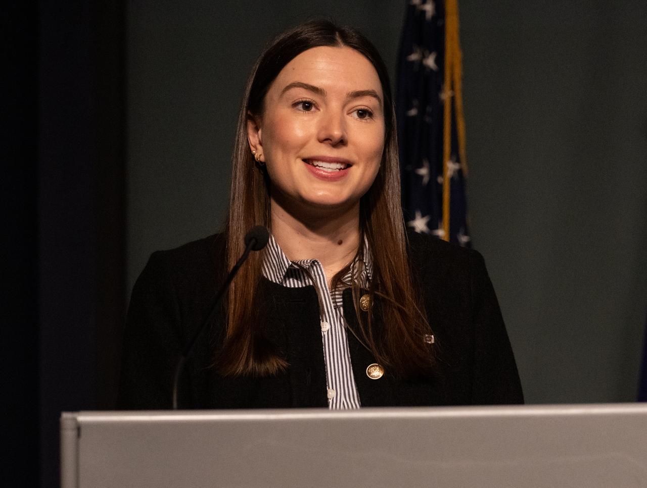 Jackie McGuinness, NASA’s Press Secretary, provides opening remarks prior to the signing of the Artemis Accords by Foreign Affairs Minister for the Czech Republic, Jan Lipavský, Wednesday, May 3, 2023, at The Mary W. Jackson NASA Headquarters building in Washington DC. The Czech Republic is the twenty fourth country to sign the Artemis Accords, which establish a practical set of principles to guide space exploration cooperation among nations participating in NASA’s Artemis program. Photo Credit: (NASA/Joel Kowsky)