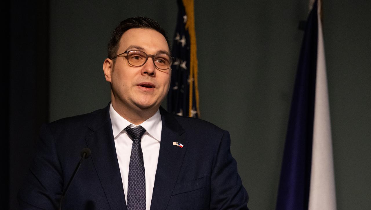 Foreign Affairs Minister for the Czech Republic, Jan Lipavský, delivers remarks prior to the signing of the Artemis Accords, Wednesday, May 3, 2023, at The Mary W. Jackson NASA Headquarters building in Washington DC. The Czech Republic is the twenty fourth country to sign the Artemis Accords, which establish a practical set of principles to guide space exploration cooperation among nations participating in NASA’s Artemis program. Photo Credit: (NASA/Joel Kowsky)