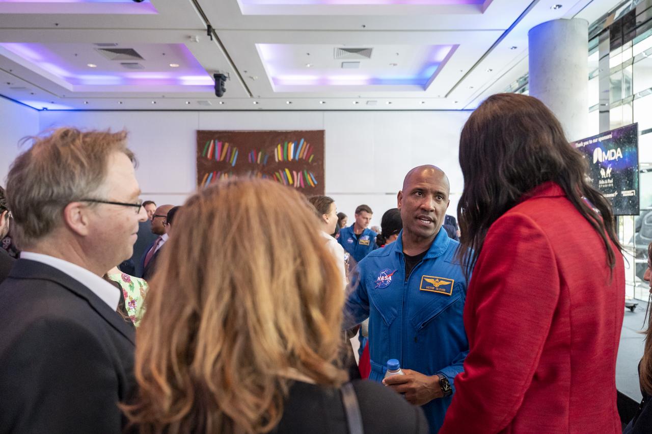 NASA astronaut Victor Glover participates in a meet and greet, Wednesday, May 17, 2023, at the Canadian Embassy in Washington. Wiseman, Glover, Koch, and Hansen, who will fly around the Moon on NASA’s Artemis II flight test, visited Washington to discuss their upcoming mission with members of Congress and others. Photo Credit: (NASA/Keegan Barber)