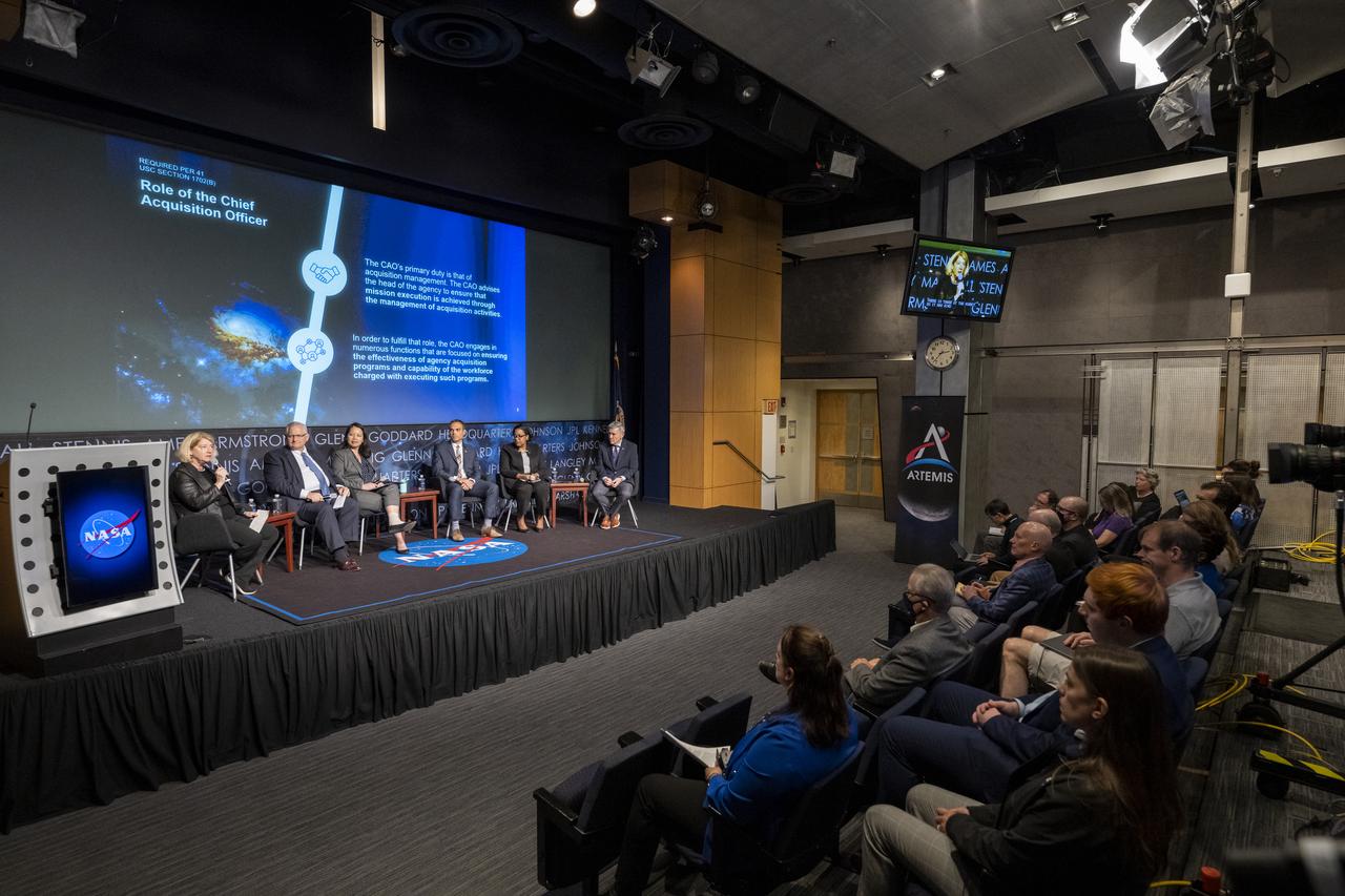 NASA Deputy Administrator Pam Melroy speaks during a Strengthening Acquisition and Program Management at the Agency fireside chat, Thursday, May 18, 2023, at the Mary W. Jackson NASA Headquarters building in Washington. Photo Credit: (NASA/Keegan Barber)