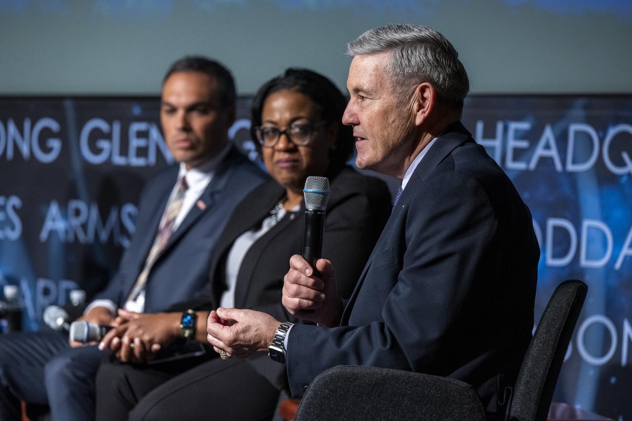 NASA Associate Administrator Bob Cabana speaks during a Strengthening Acquisition and Program Management at the Agency fireside chat, Thursday, May 18, 2023, at the Mary W. Jackson NASA Headquarters building in Washington.  Photo Credit: (NASA/Keegan Barber)