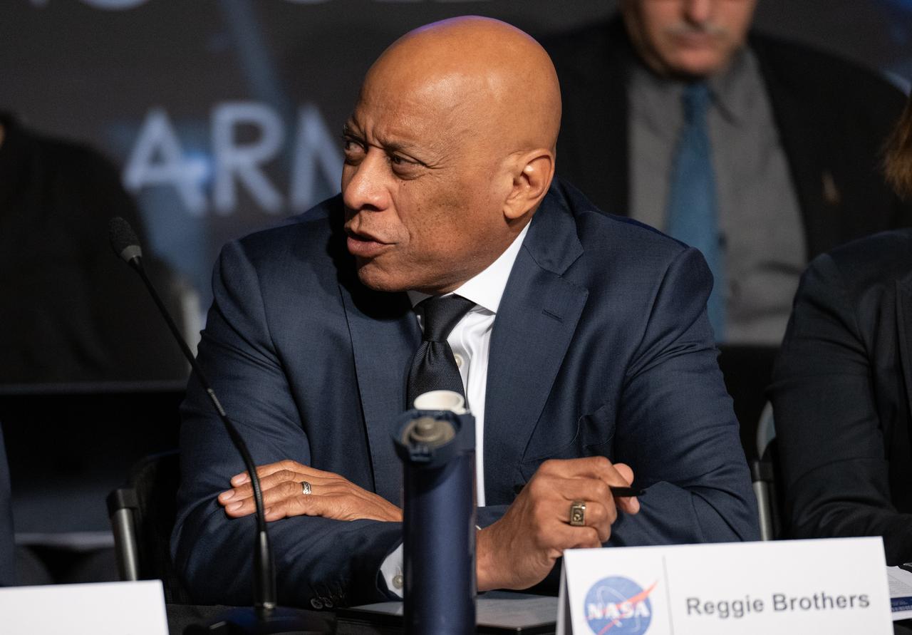 Reggie Brothers, operating partner at AE Industrial Partners, asks a question during a public meeting of NASA’s unidentified anomalous phenomena (UAP) independent study team, Wednesday, May 31, 2023 at the Mary W. Jackson NASA Headquarters building in Washington. The UAP independent study team is a counsel of 16 community experts across diverse areas on matters relevant to potential methods of study for unidentified anomalous phenomena. NASA commissioned the nine-month study to examine UAP from a scientific perspective and create a roadmap for how to use data and the tools of science to move our understanding of UAP forward. Photo Credit: (NASA/Joel Kowsky)