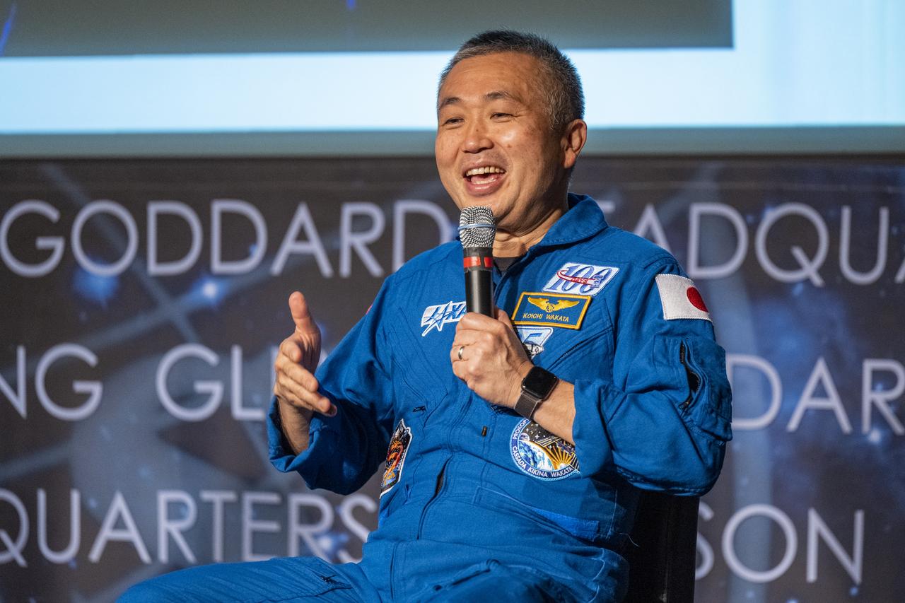 Japan Aerospace Exploration Agency (JAXA) astronaut Koichi Wakata answers questions during an employee engagement event Monday, June 5, 2023, at the Mary W. Jackson NASA Headquarters building in Washington.  Mann, Cassada, and Wakata spent 157 days in space as part of Expedition 68 aboard the International Space Station. Photo Credit: (NASA/Keegan Barber)