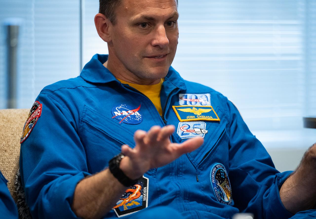 NASA’s SpaceX Crew-5 astronaut Josh Cassada of NASA is seen as he and fellow crewmates Nicole Mann of NASA and Koichi Wakata of the Japan Aerospace Exploration Agency (JAXA) as they meet with NASA Deputy Administrator Pam Melroy and NASA Associate Administrator Bob Cabana, Monday, June 5, 2023 at the Mary W. Jackson NASA Headquarters building in Washington. Mann, Cassada, and Wakata spent 157 days in space as part of Expedition 68 aboard the International Space Station. Photo Credit: (NASA/Joel Kowsky)