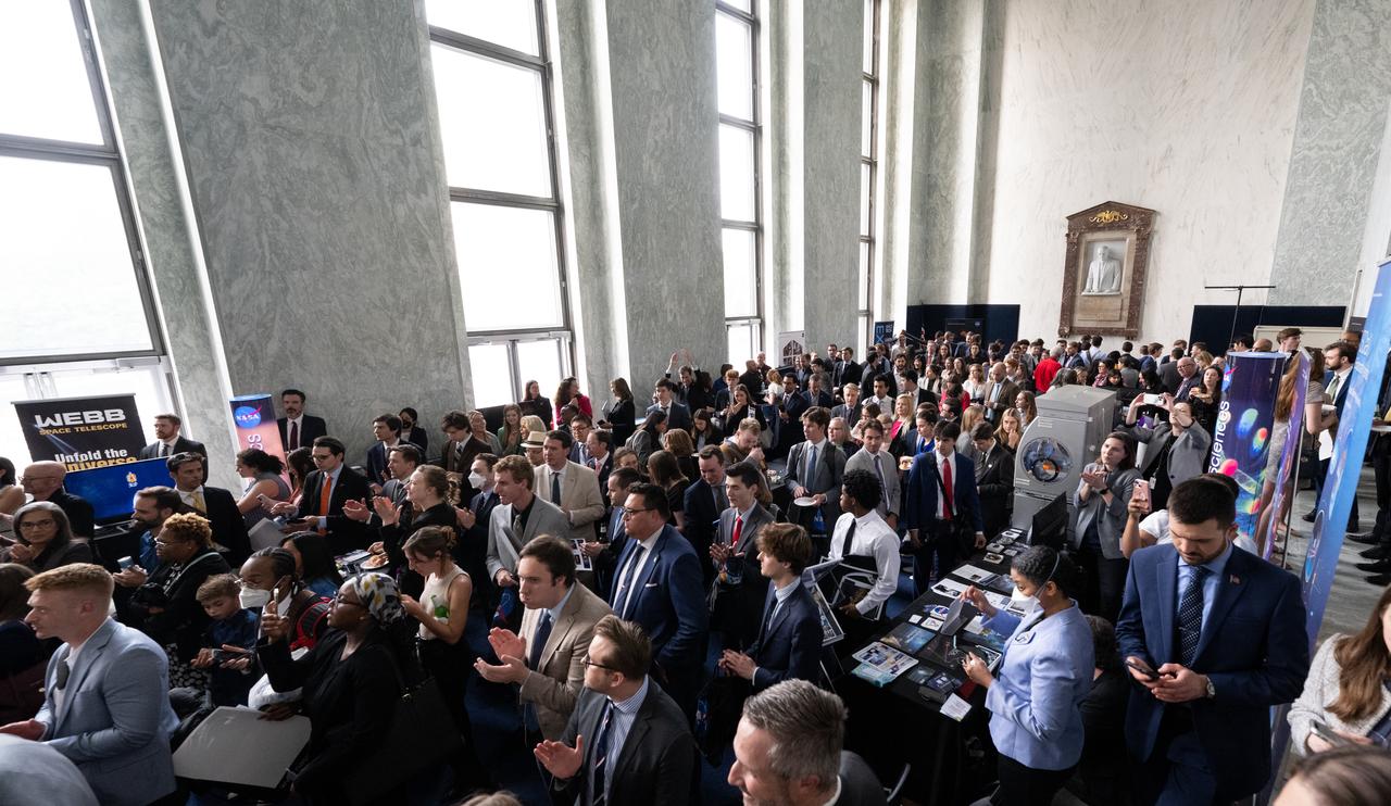 Attendees view exhibits and listen to speakers during NASA’s Science Day on the Hill event, Wednesday, June 7, 2023, at the Rayburn House Office Building in Washington. Photo Credit: (NASA/Joel Kowsky)