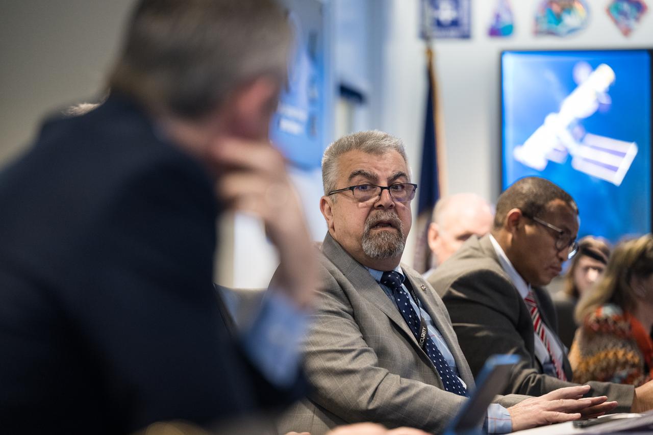 NASA Deputy Associate Administrator for Space Communications and Navigation, Badri Younes, provides remarks during a meeting with the Premier of the Western Cape Government, Alan Winde, NASA representatives, and a delegation from South Africa, to discuss the path forward for development of an antenna for the Lunar Exploration Ground Sites (LEGS) mission in Matjiesfontein, South Africa, and other opportunities, Tuesday, June 13, 2023, at the Mary W. Jackson NASA Headquarters building in Washington. Photo Credit: (NASA/Aubrey Gemignani)