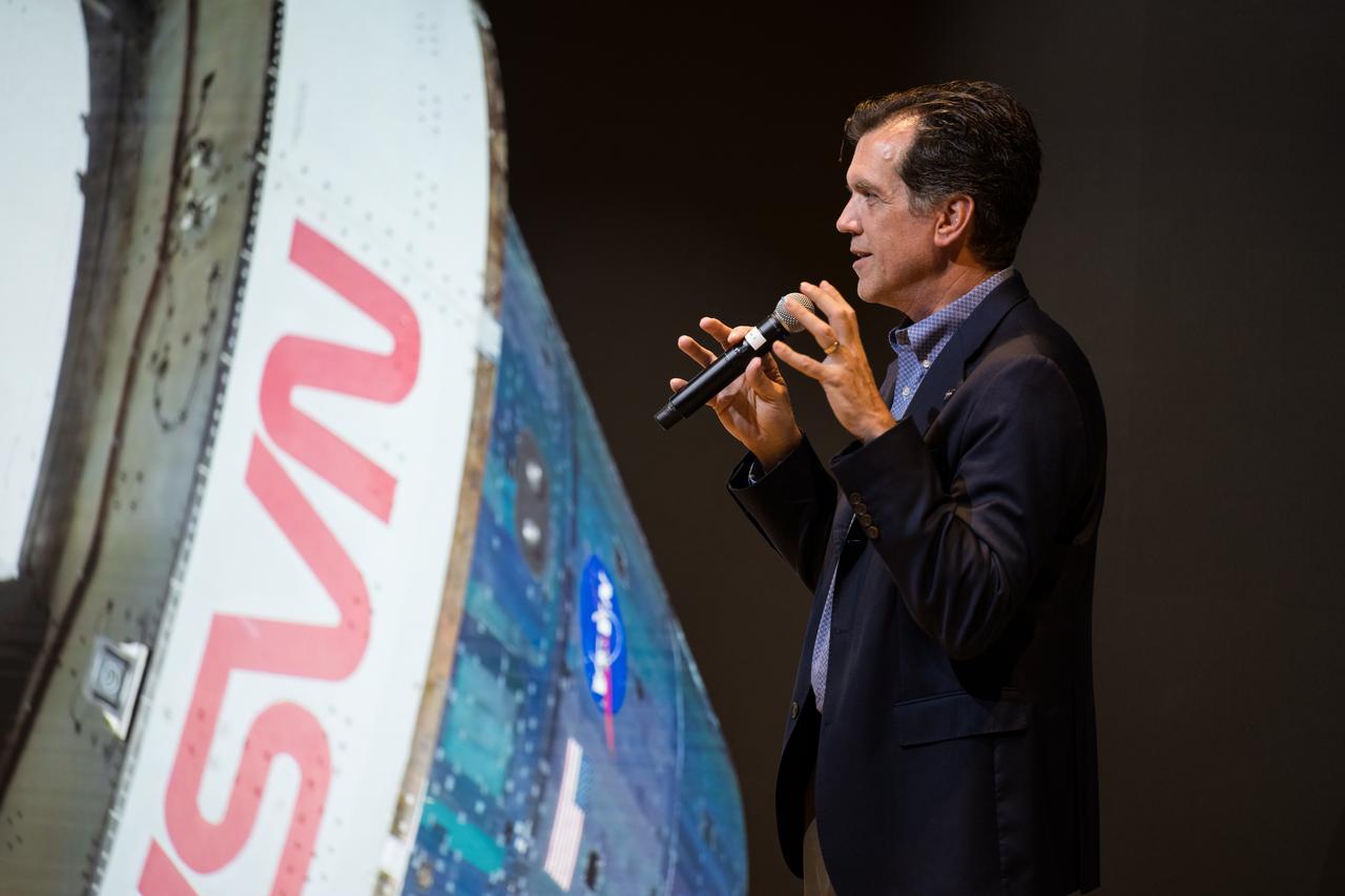 NASA Associate Administrator for the STEM Engagement Office, Mike Kincaid, provides remarks during Space Education Day, Tuesday, June 20, 2023, at the Microsoft Technology Center in Arlington, Va. Microsoft hosted the event to showcase the collaboration, early successes, and future plans for high quality student engagement through activities that combined space content and technologies like artificial intelligence and cloud computing. Photo Credit: (NASA/Aubrey Gemignani)
