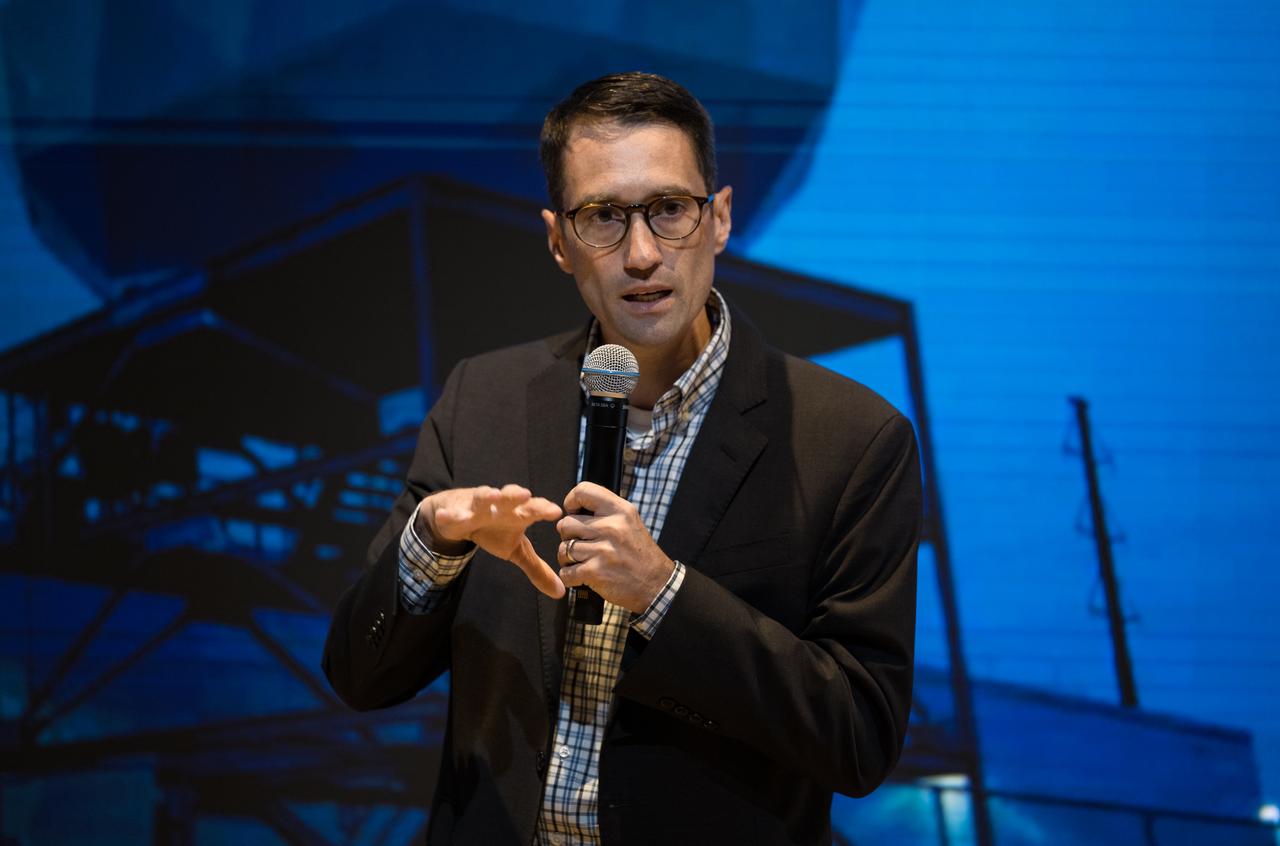 Microsoft’s Azure Space Senior Director, Stephen Kitay, provides remarks during Space Education Day, Tuesday, June 20, 2023, at the Microsoft Technology Center in Arlington, Va. Microsoft hosted the event to showcase the collaboration, early successes, and future plans for high quality student engagement through activities that combined space content and technologies like artificial intelligence and cloud computing. Photo Credit: (NASA/Aubrey Gemignani)