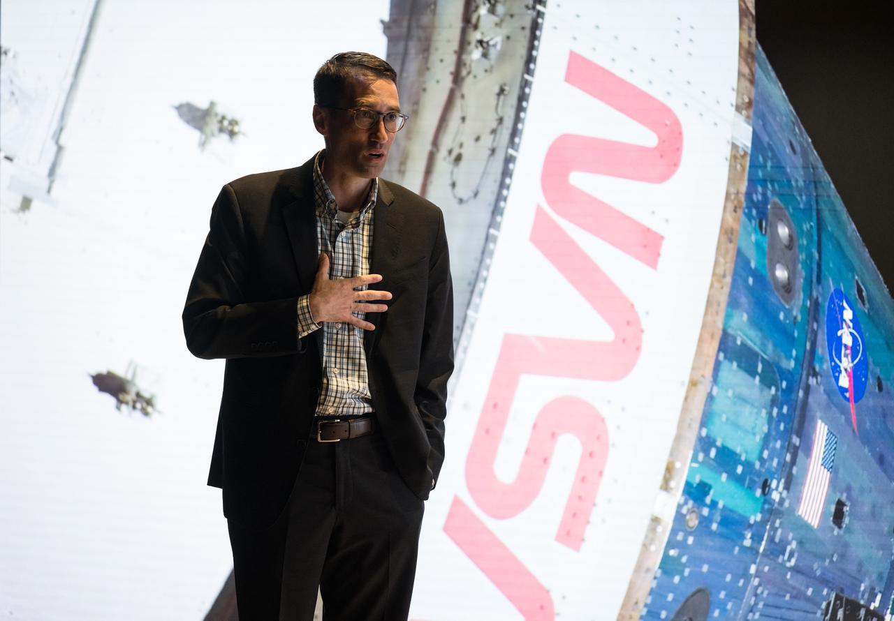 Microsoft’s Azure Space Senior Director, Stephen Kitay, provides remarks during Space Education Day, Tuesday, June 20, 2023, at the Microsoft Technology Center in Arlington, Va. Microsoft hosted the event to showcase the collaboration, early successes, and future plans for high quality student engagement through activities that combined space content and technologies like artificial intelligence and cloud computing. Photo Credit: (NASA/Aubrey Gemignani)